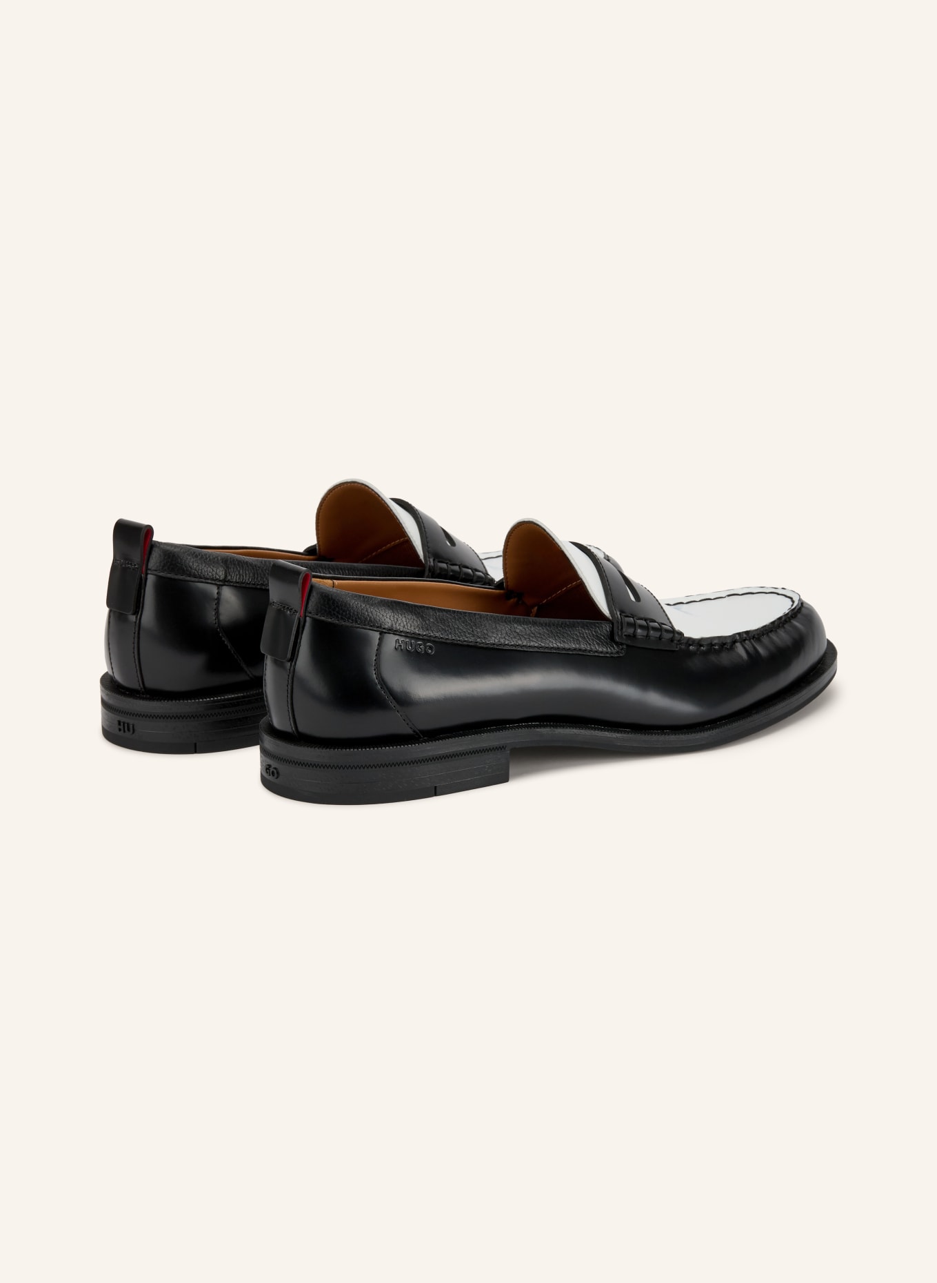 HUGO Penny Loafers VARIAN: BLACK / WHITE