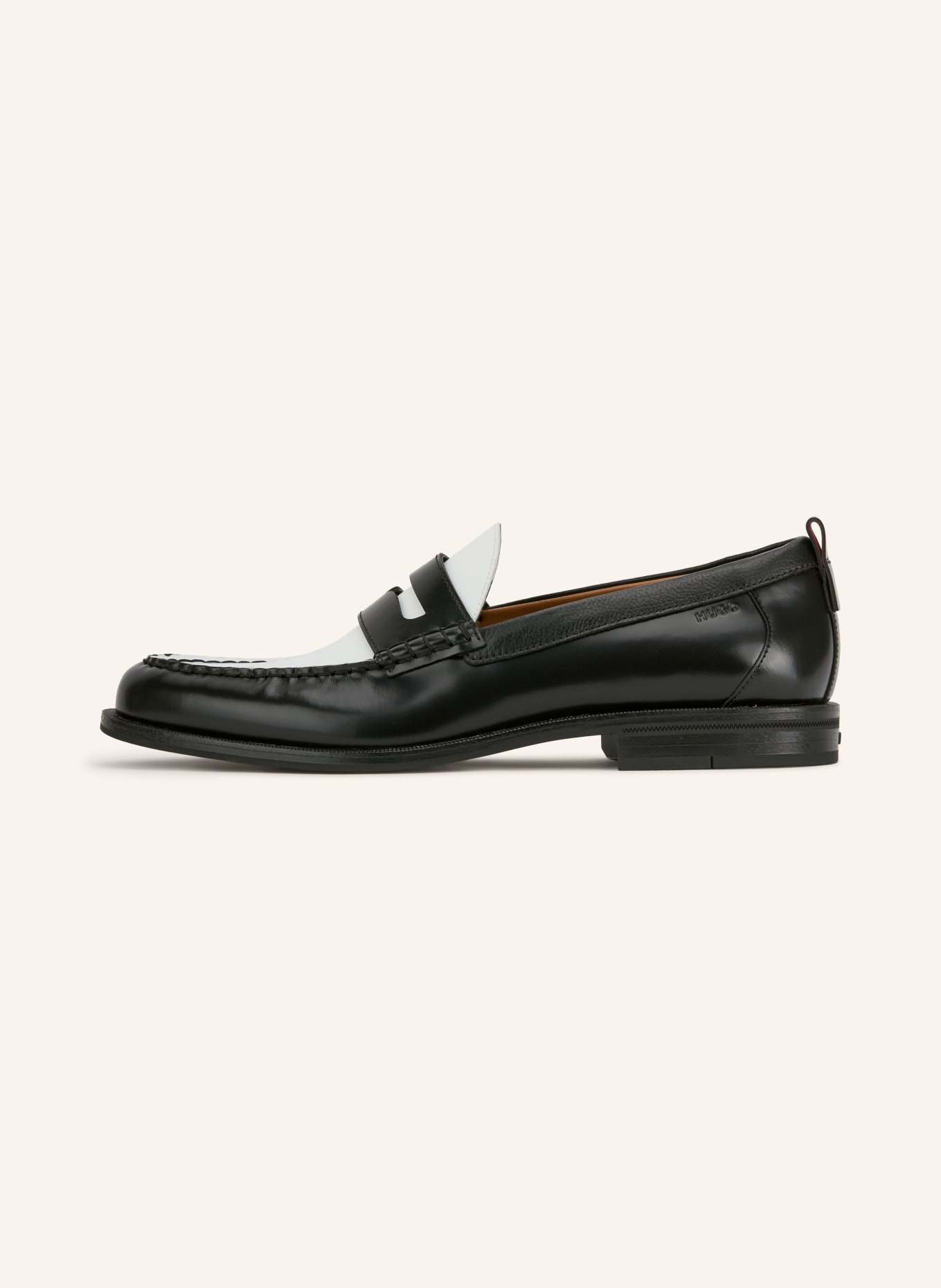 HUGO Penny Loafers VARIAN: BLACK / WHITE