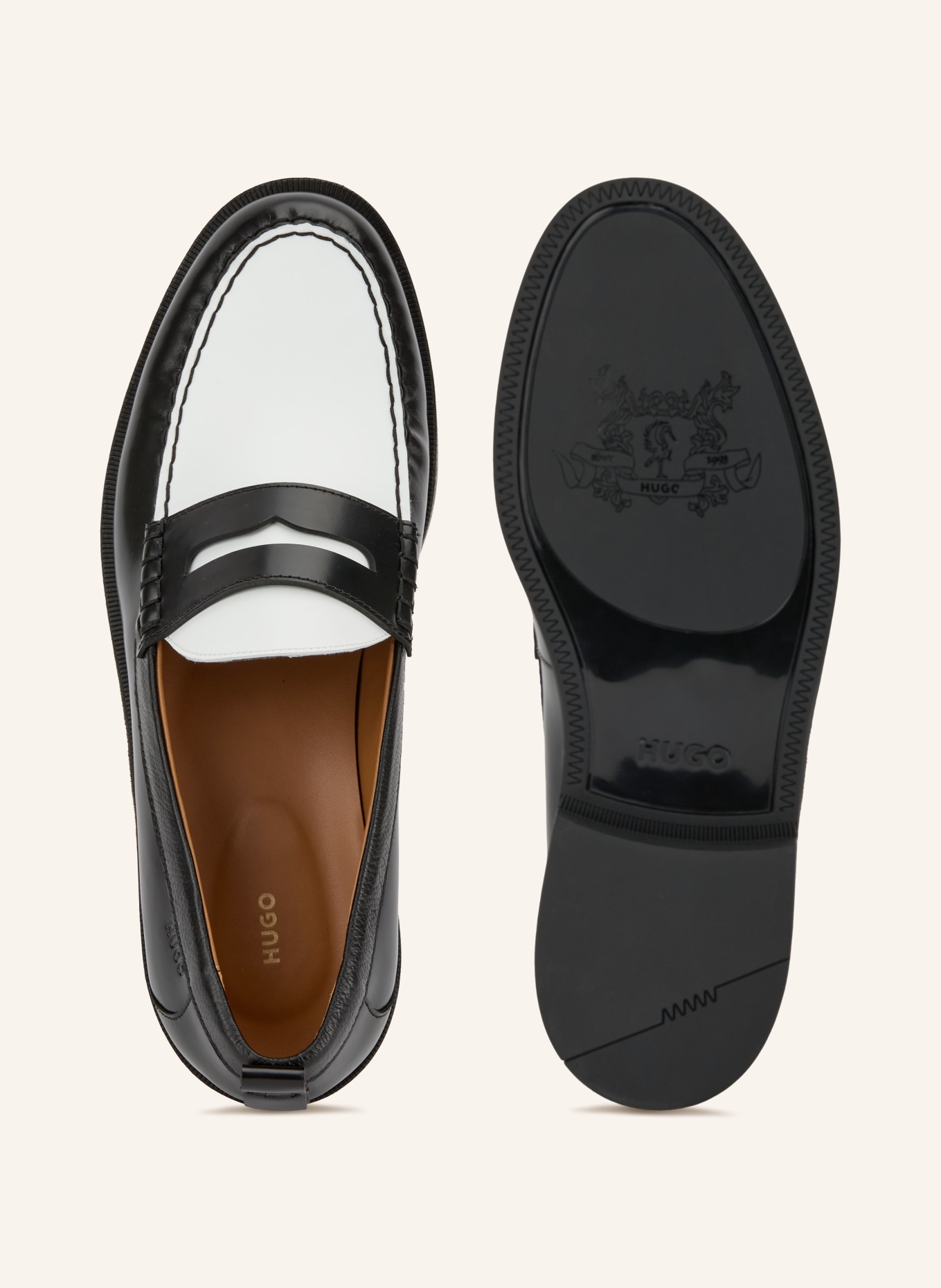 HUGO Penny Loafers VARIAN: BLACK / WHITE