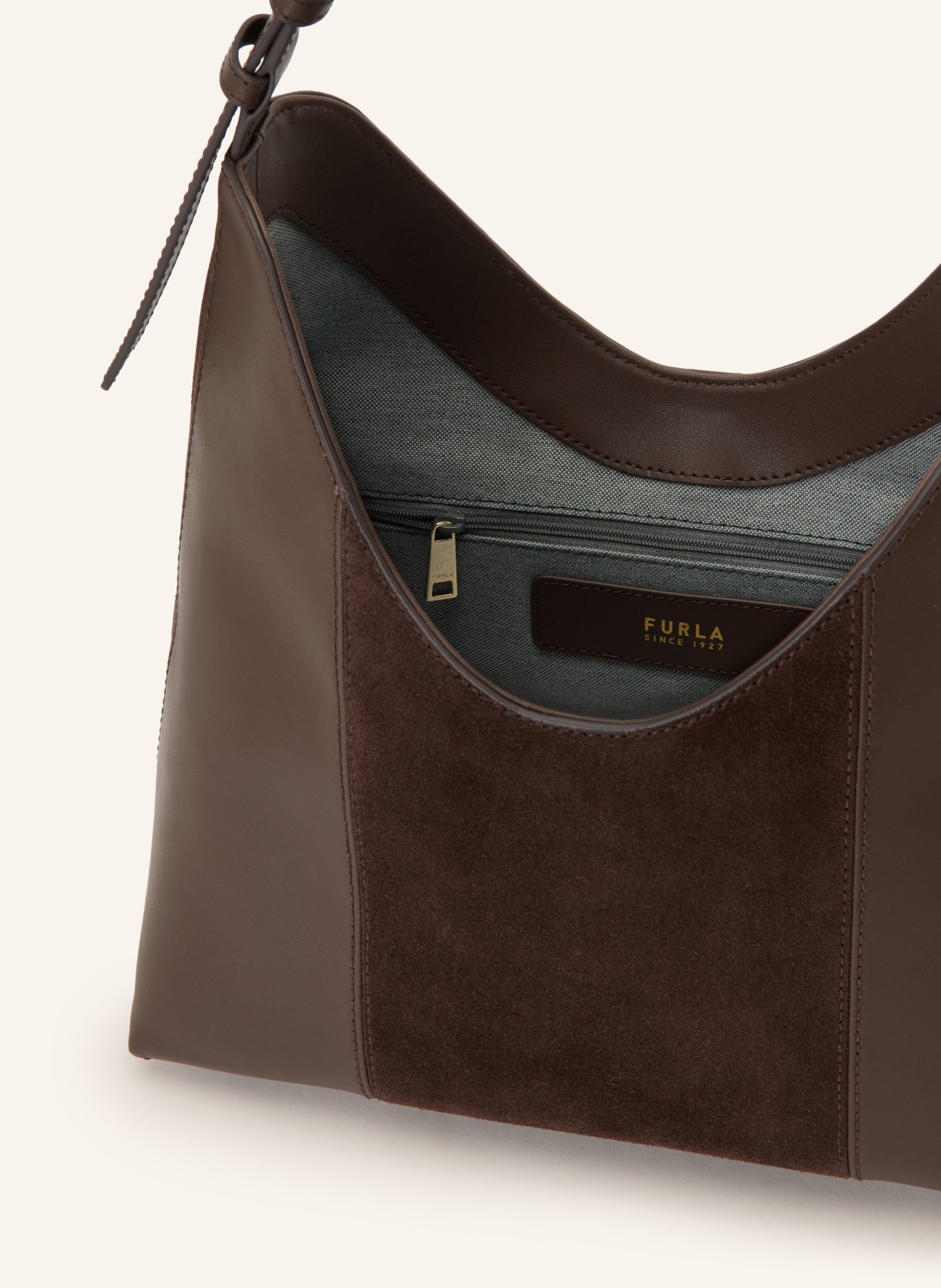 FURLA GOCCIA MEDIUM Bucket bag: DARK BROWN / GOLD
