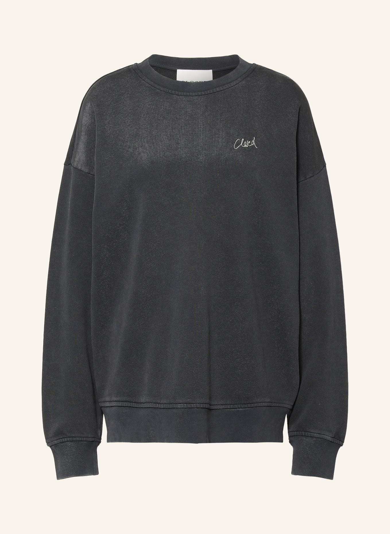 CLOSED Oversized-Sweatshirt: ZWART / WIT