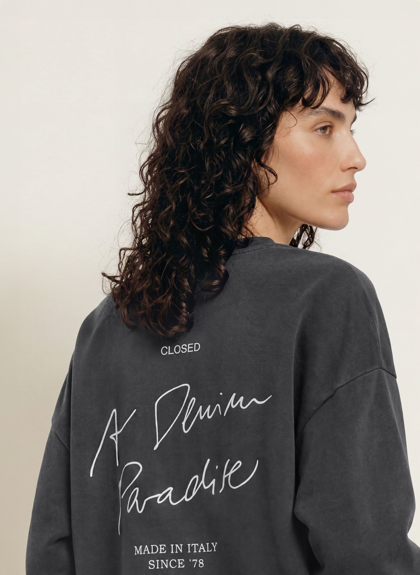 CLOSED Oversized-Sweatshirt: ZWART / WIT