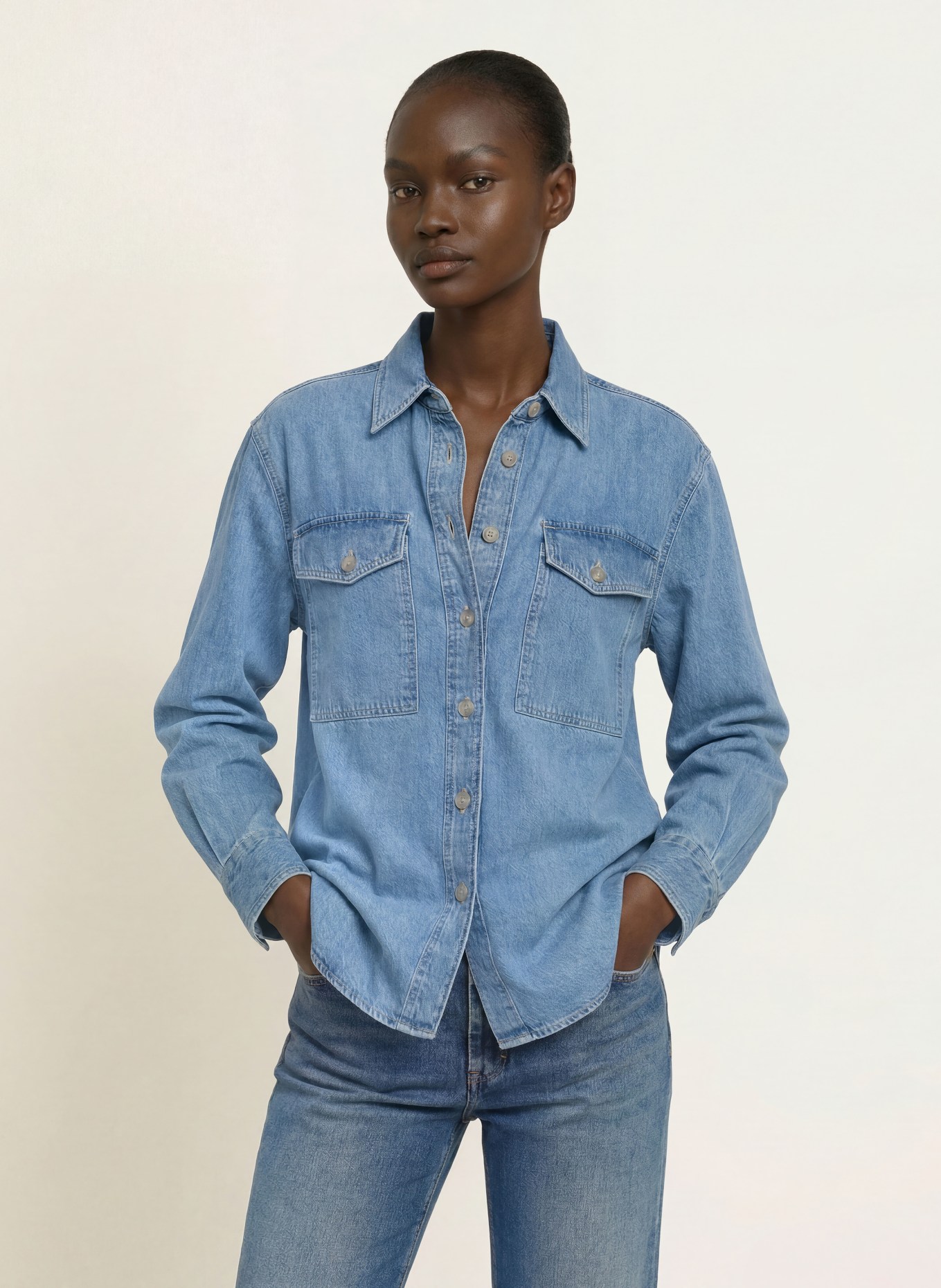 CLOSED Jeansbluse: HELLBLAU