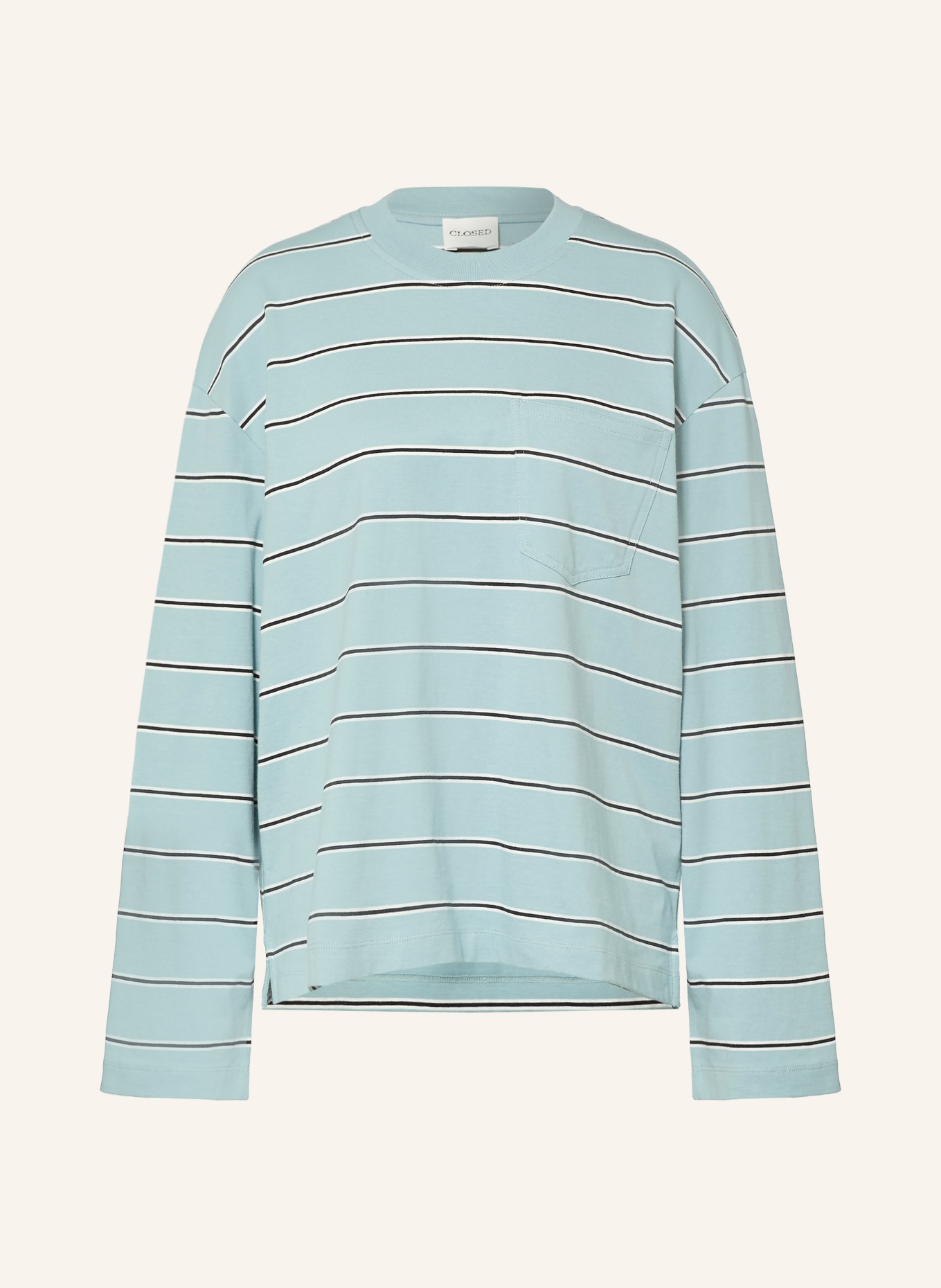 CLOSED Long-sleeve shirt: TURQUOISE / WHITE / BLACK