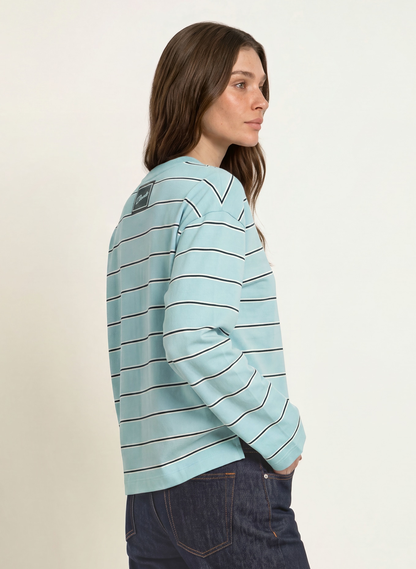 CLOSED Long-sleeve shirt: TURQUOISE / WHITE / BLACK