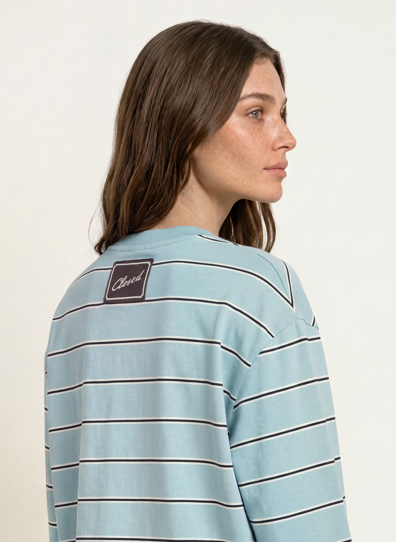 CLOSED Long-sleeve shirt: TURQUOISE / WHITE / BLACK