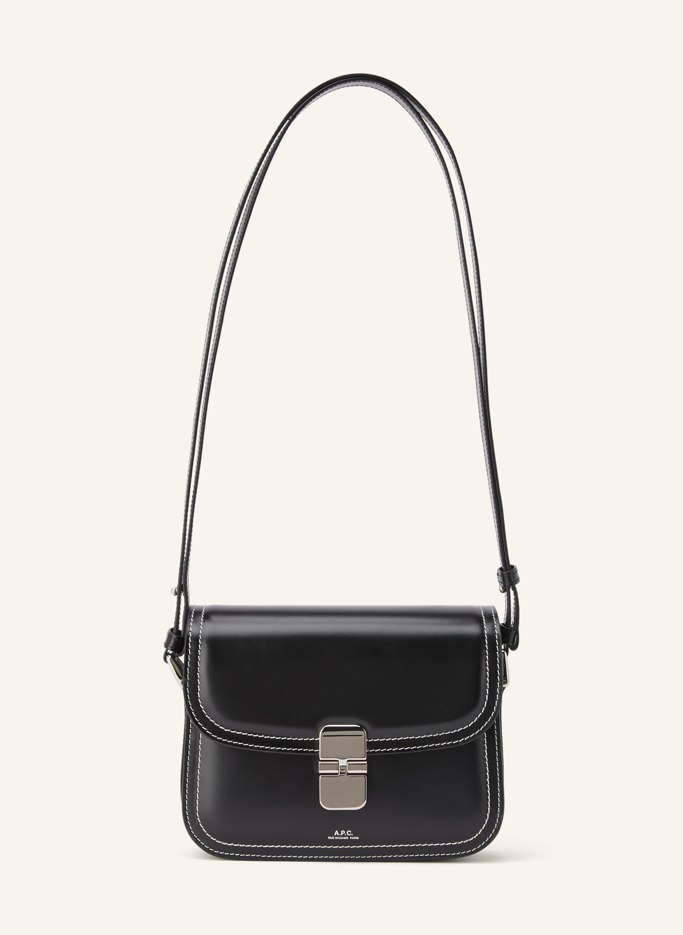 A.P.C. GRACE SMALL Crossbody Bag: BLACK / SILVER
