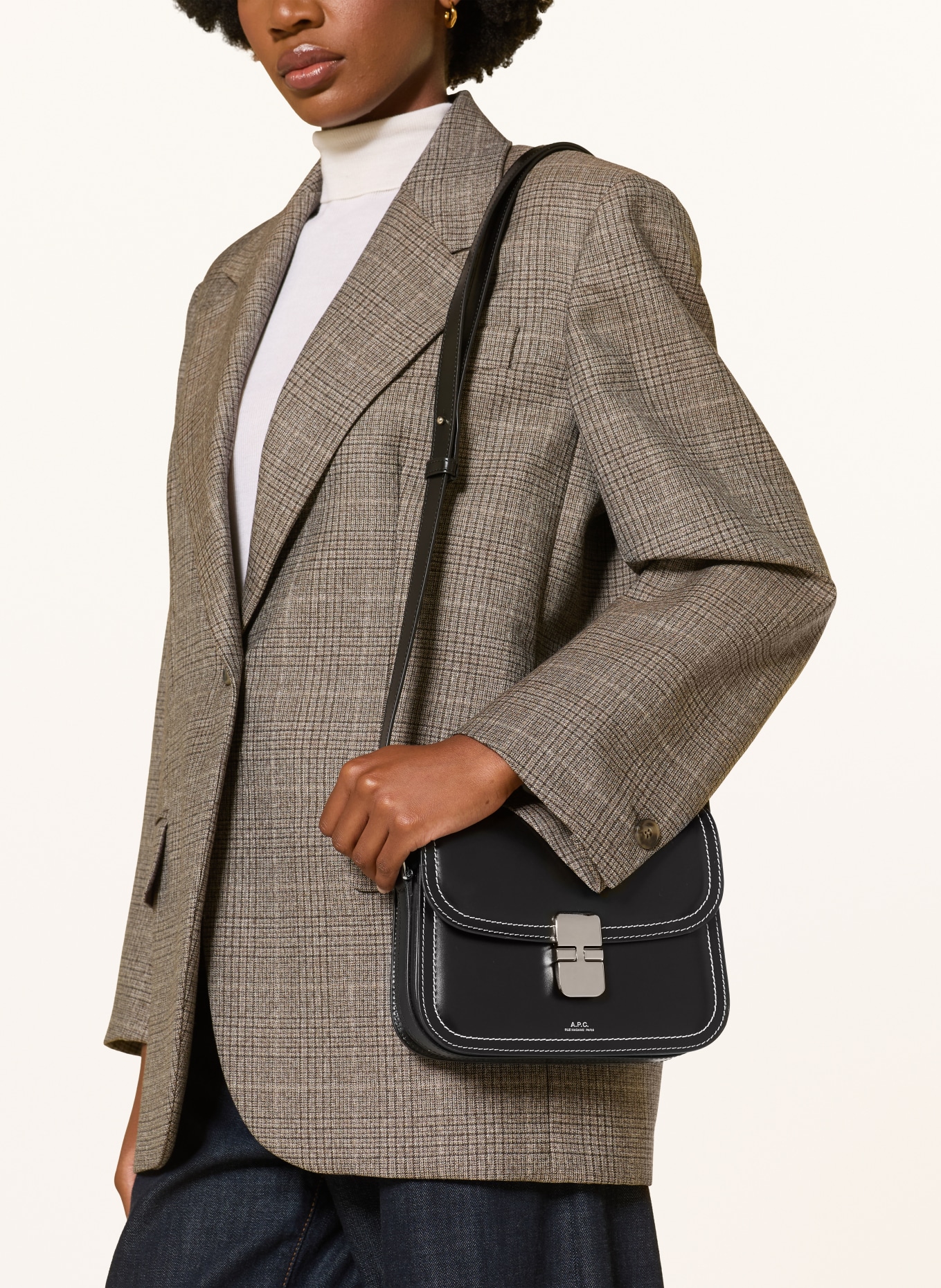 A.P.C. Schoudertas GRACE SMALL: ZWART / ZILVER