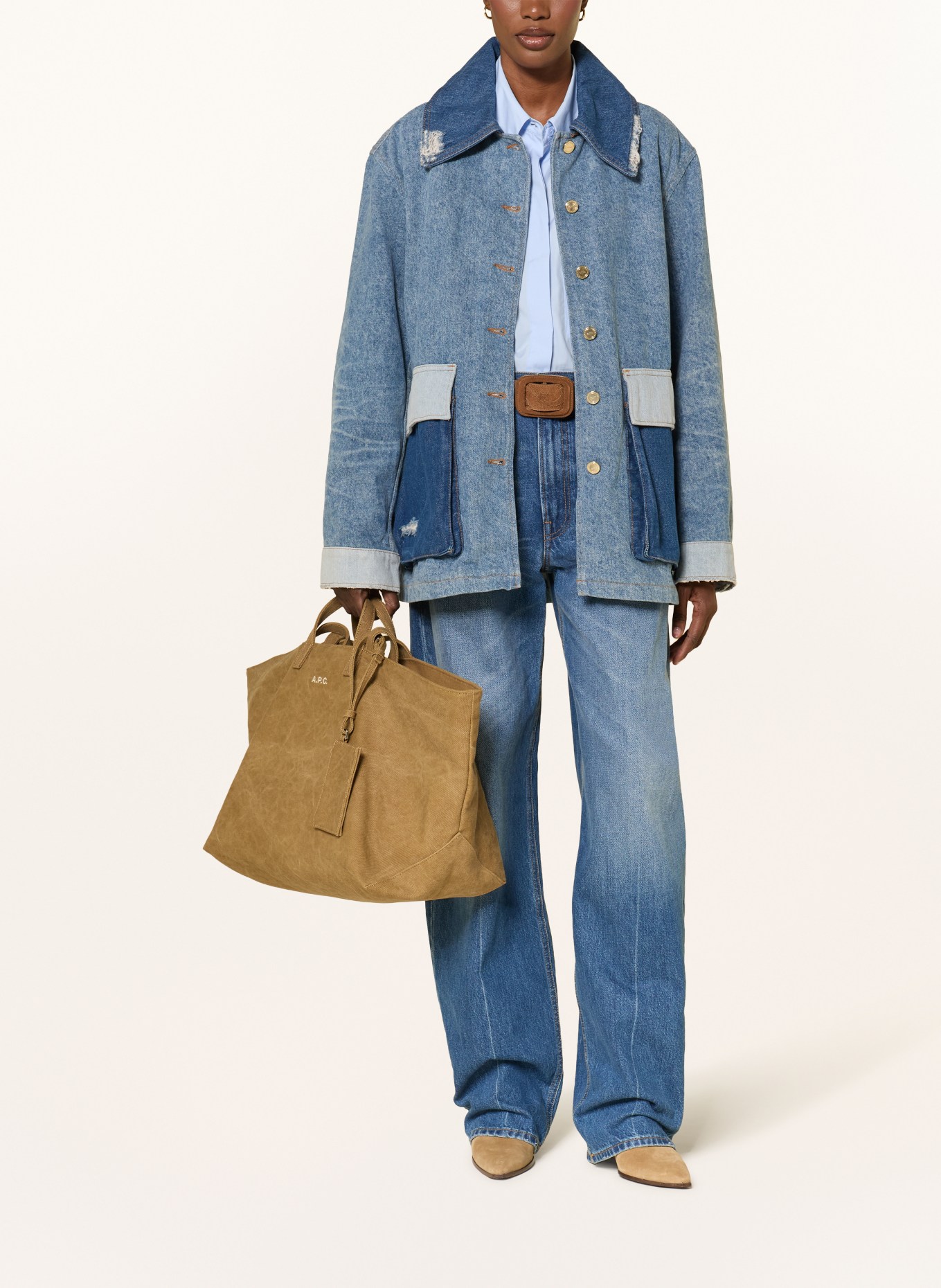A.P.C. Shoppers LE DRUMMER: COGNAC / ZILVER