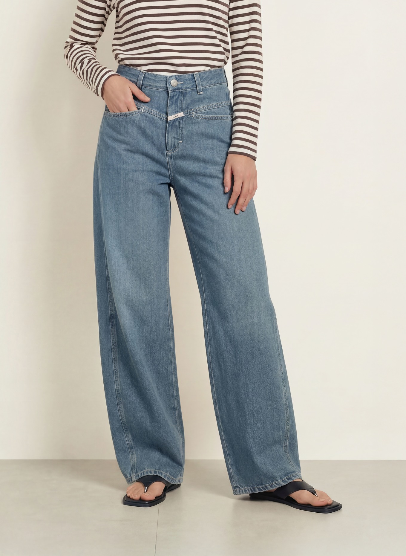 CLOSED TORI-X Barrel-leg jeans: MGY MID GREY