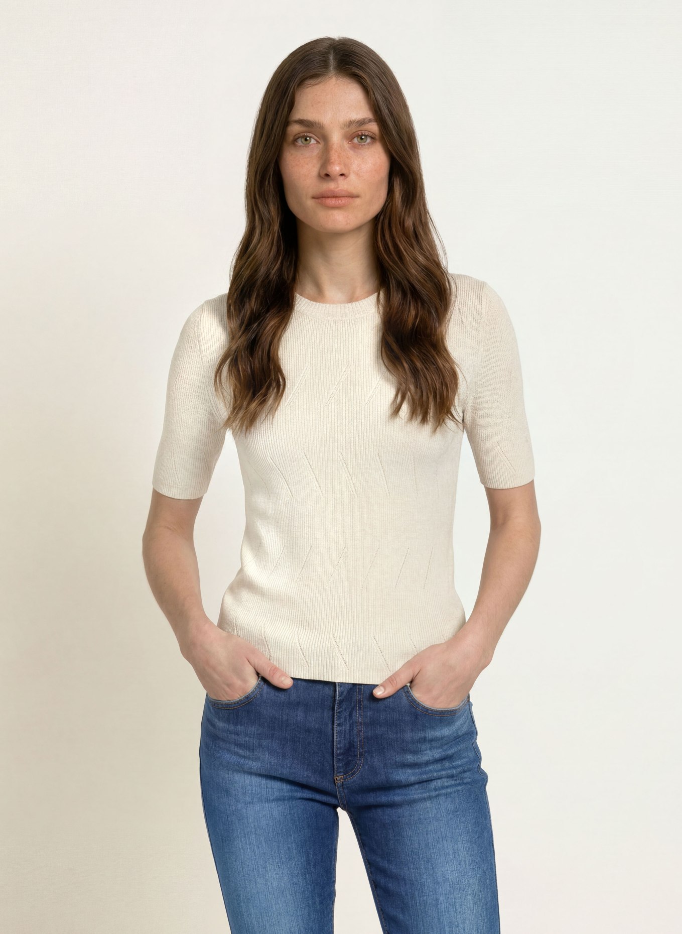 MARC CAIN Strickshirt mit Glitzergarn: 126 lamb`s wool