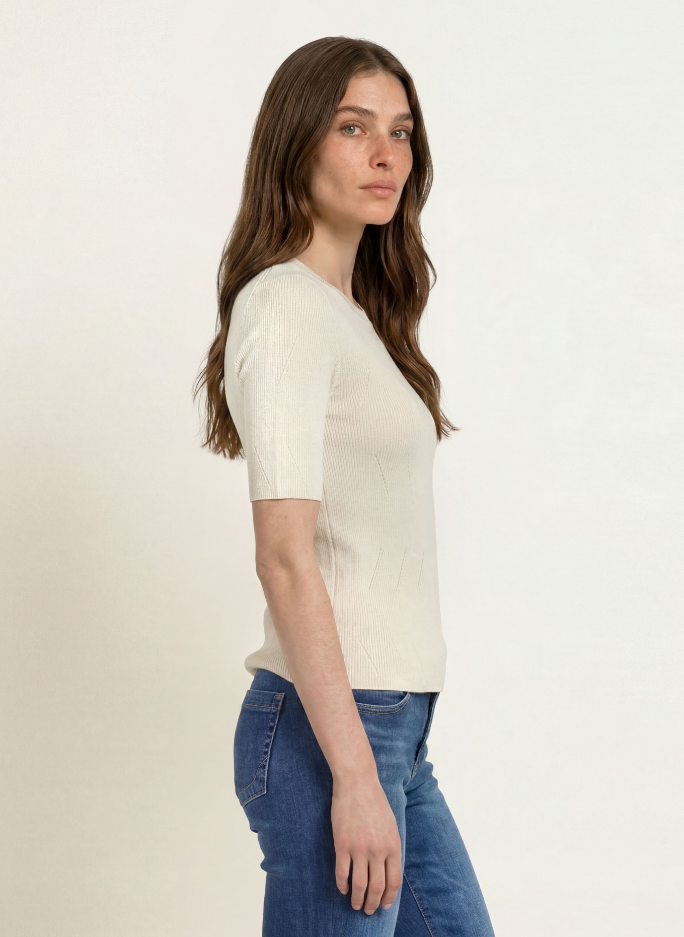 MARC CAIN Strickshirt mit Glitzergarn: 126 lamb`s wool