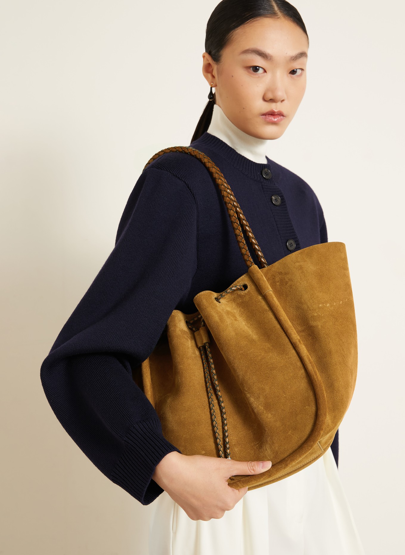 Proenza Schouler Shopper mit Pouch: COGNAC / SILBER