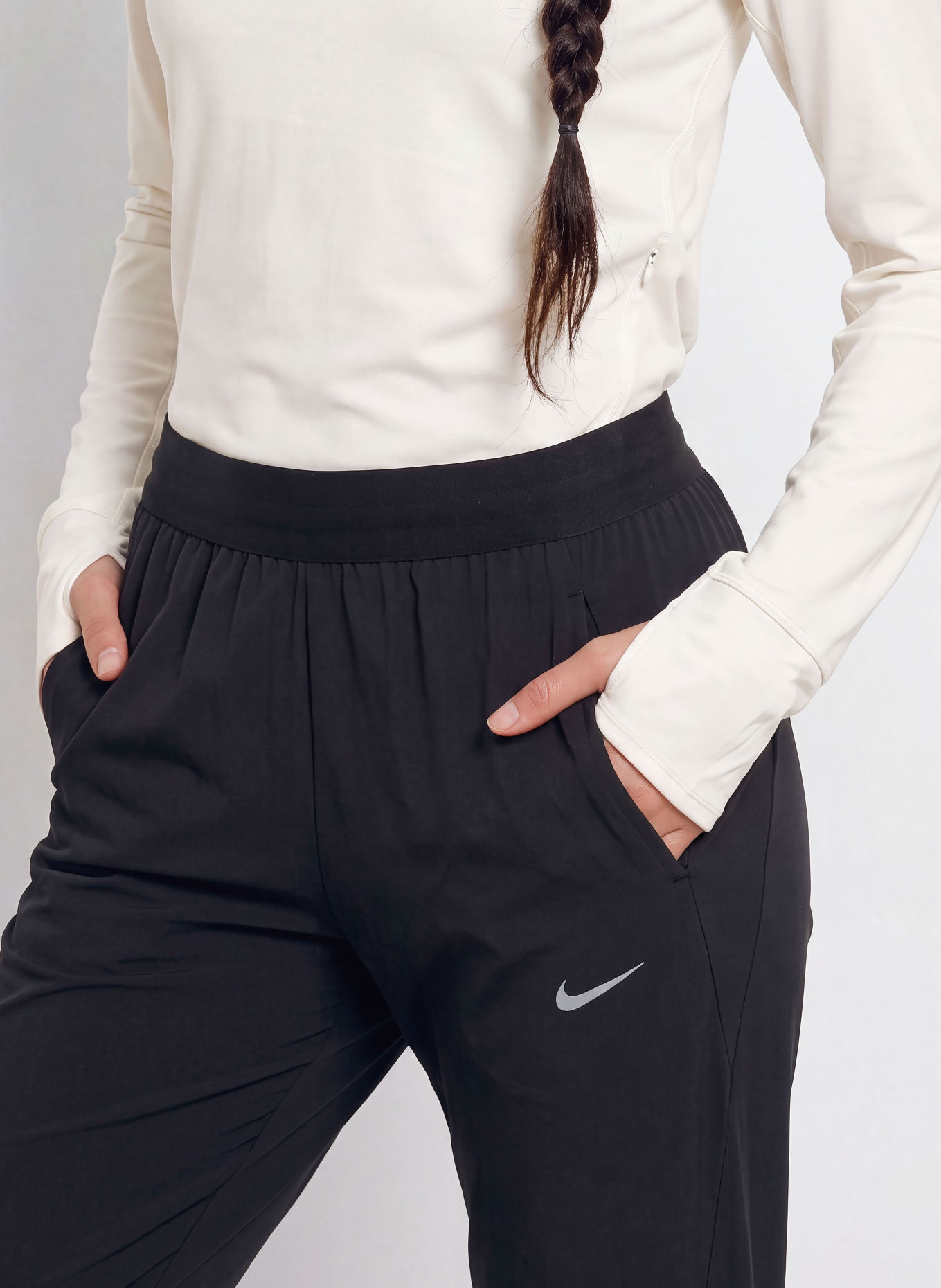 Nike Pantalon de course SWIFT: NOIR