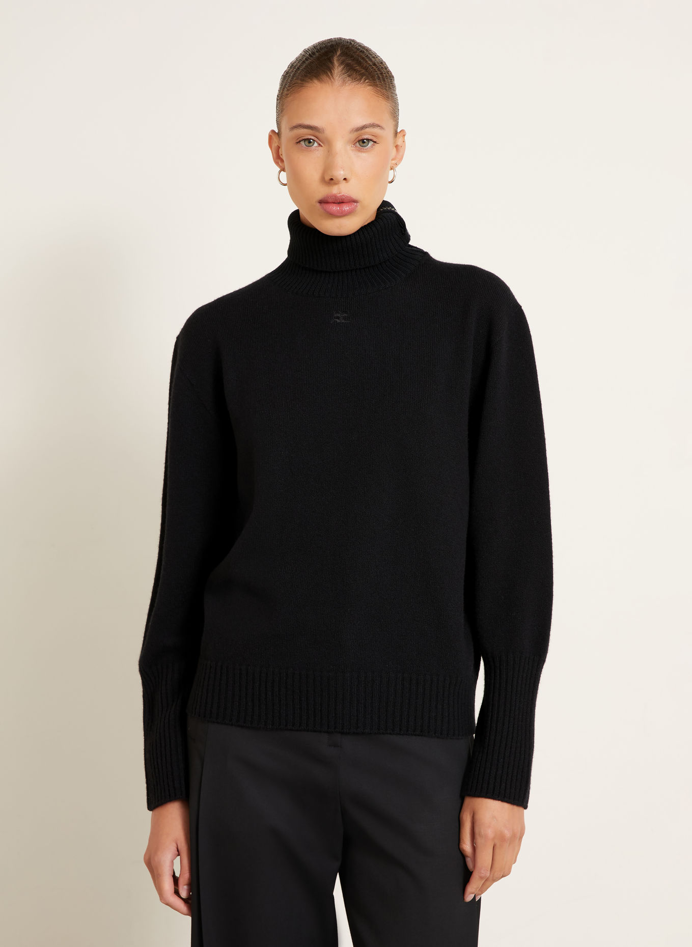 Courrèges Merino wool Turtleneck sweater: BLACK