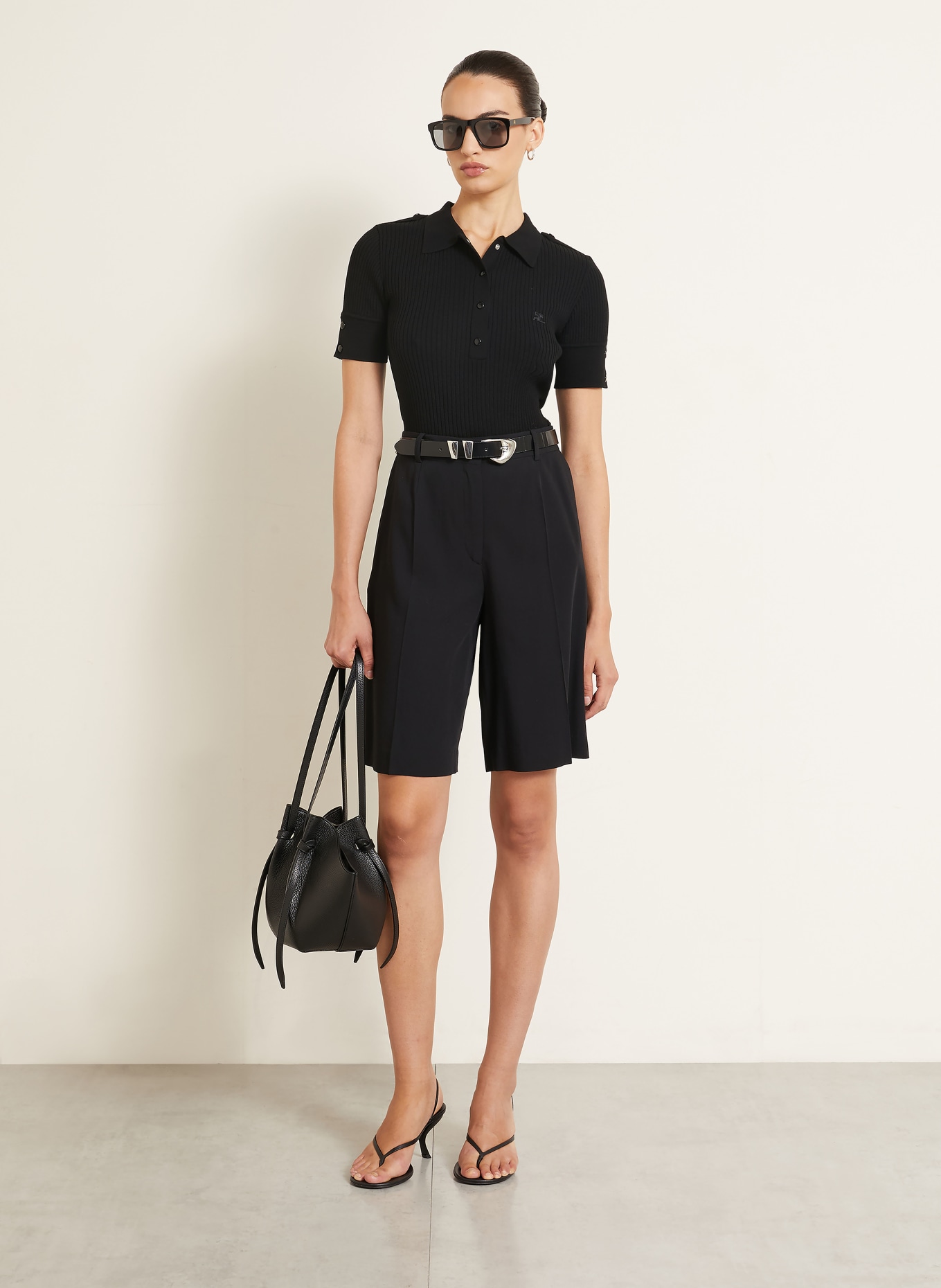 Courrèges Knit polo shirt: BLACK