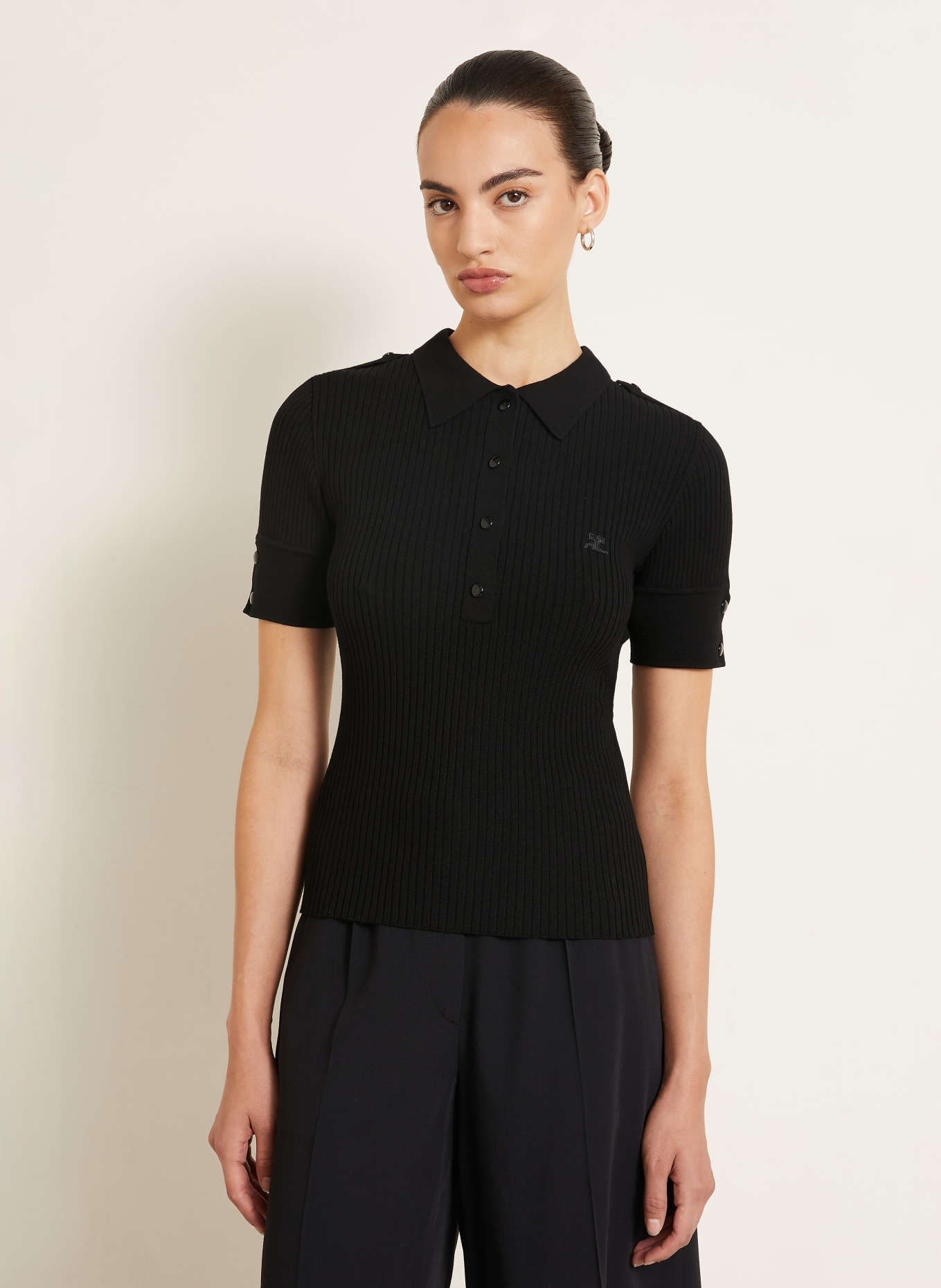 Courrèges Knit polo shirt: BLACK