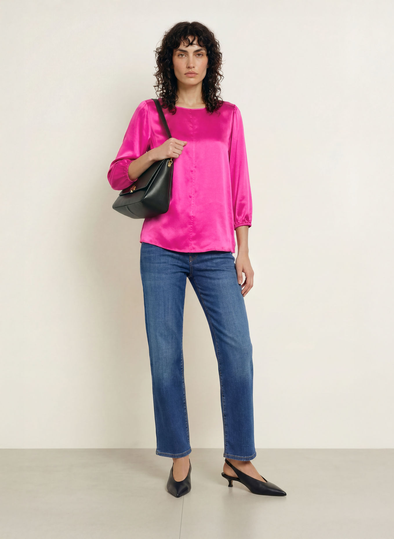 MARC CAIN Blusenshirt aus Seide mit 3/4-Arm: 264 very berry