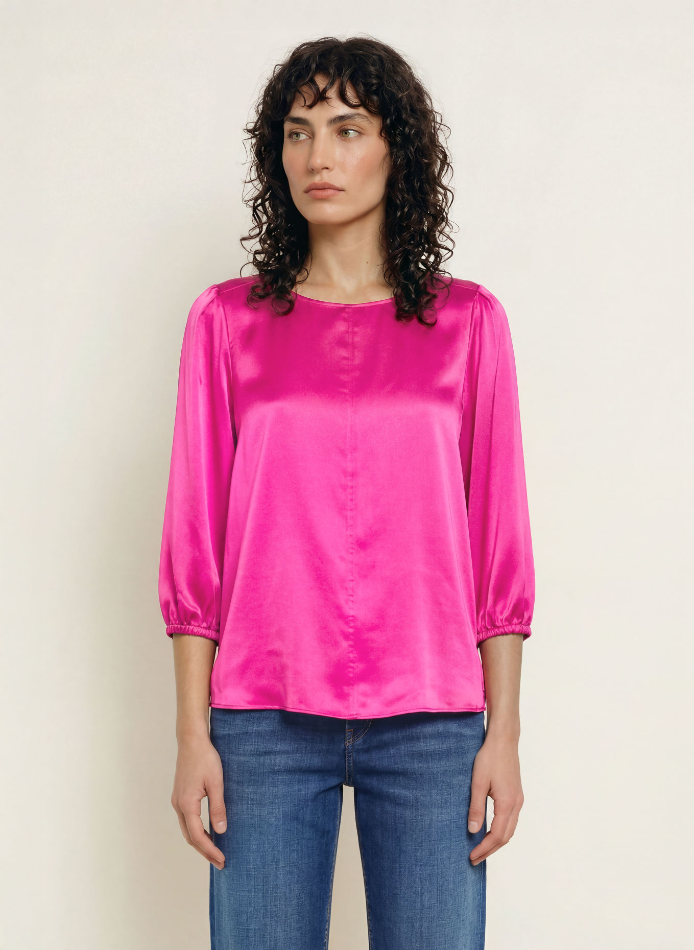 MARC CAIN Blusenshirt aus Seide mit 3/4-Arm: 264 very berry