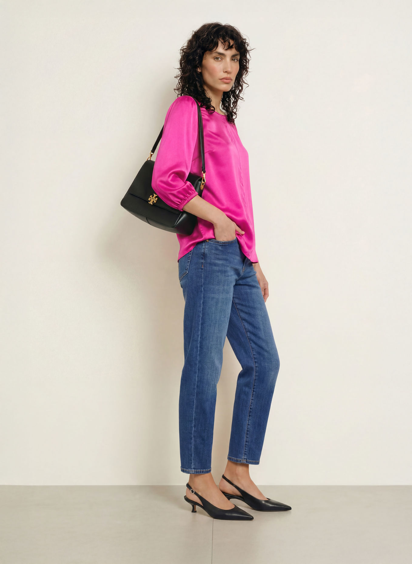 MARC CAIN Blusenshirt aus Seide mit 3/4-Arm: 264 very berry