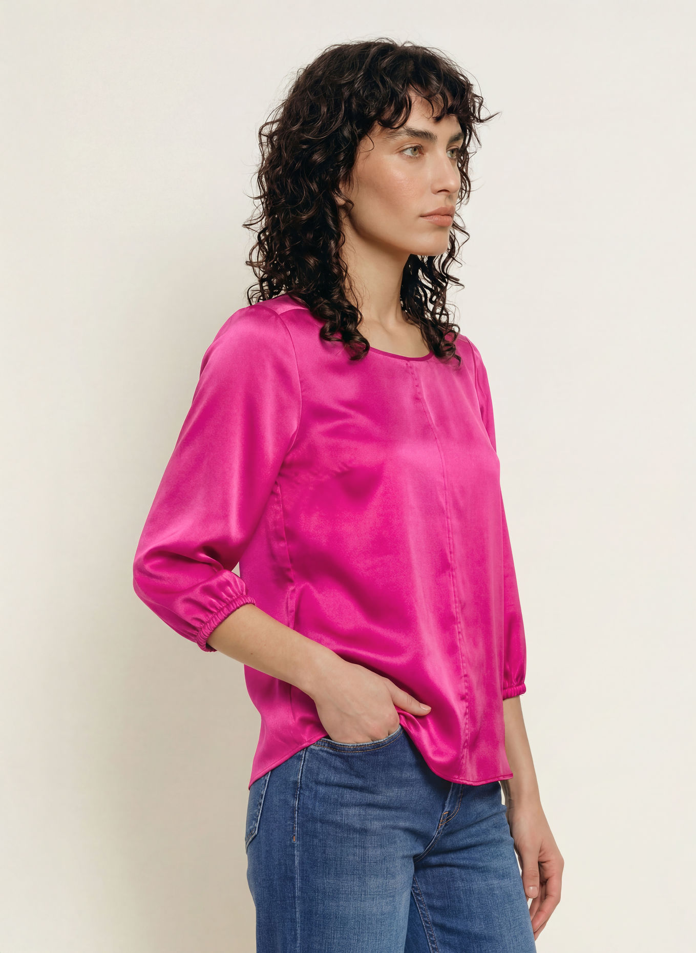 MARC CAIN Blusenshirt aus Seide mit 3/4-Arm: 264 very berry