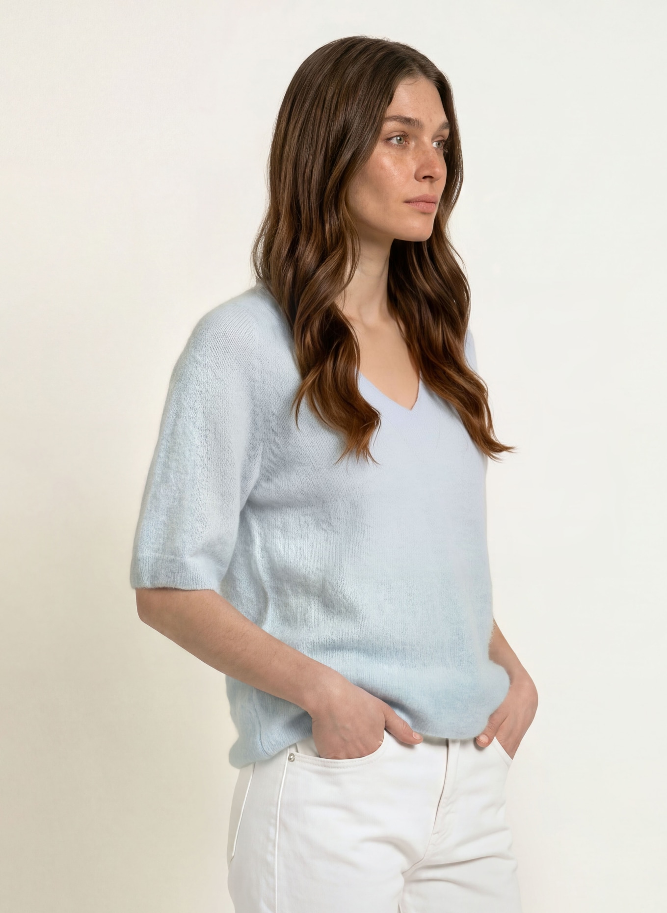 MARC CAIN Pull en maille avec de l'alpaga et du mohair: 318 niagara mist