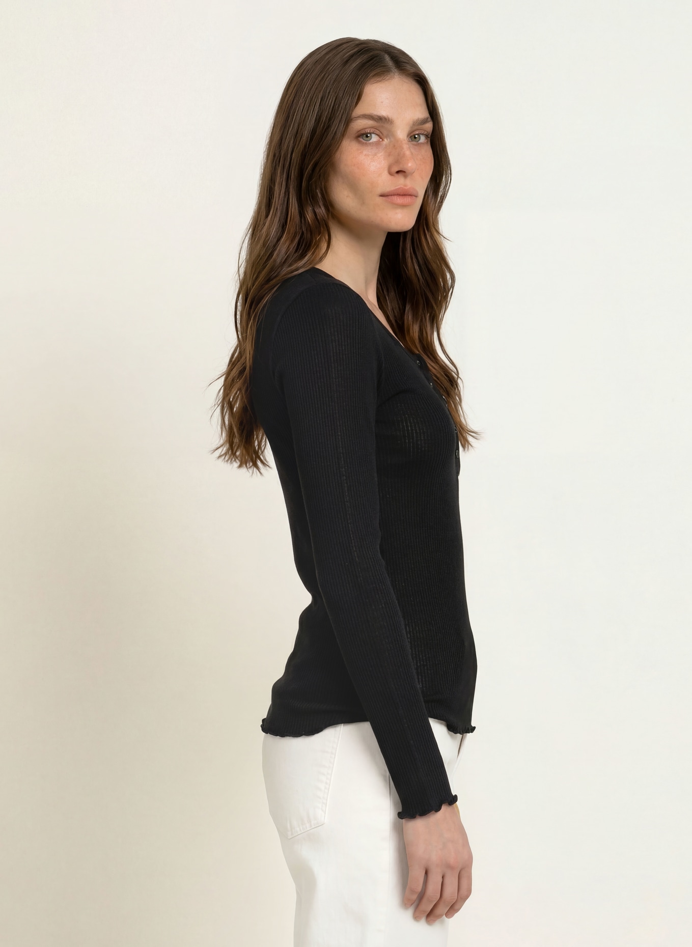 rosemunde Longsleeve: SCHWARZ