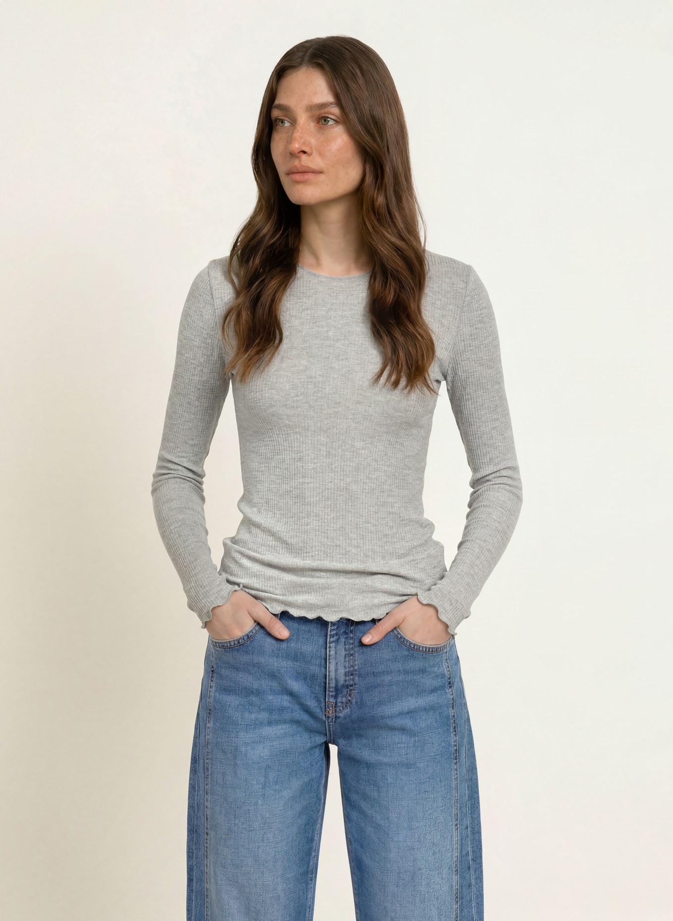 rosemunde Longsleeve: HELLGRAU