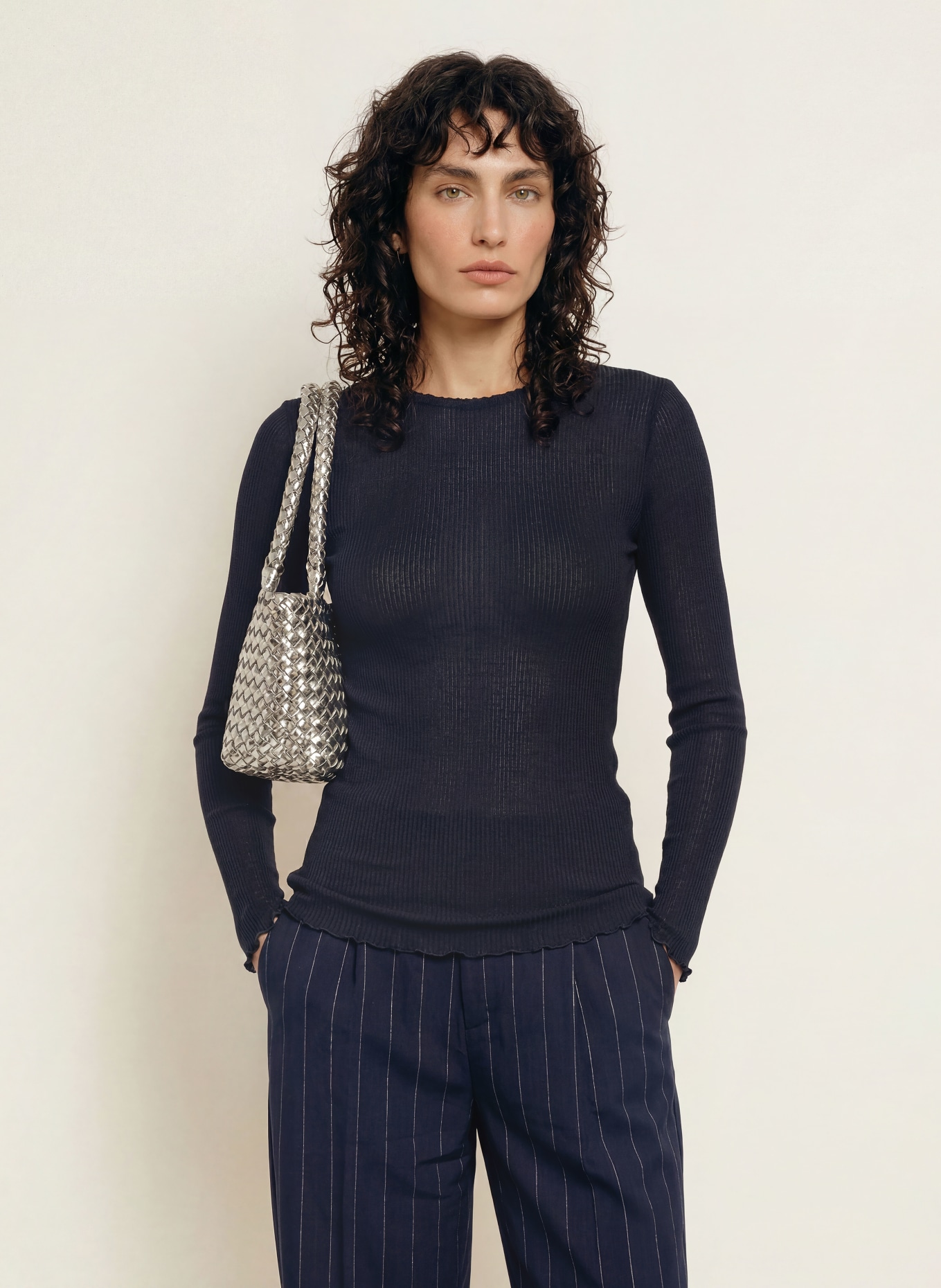 rosemunde Longsleeve: DUNKELBLAU