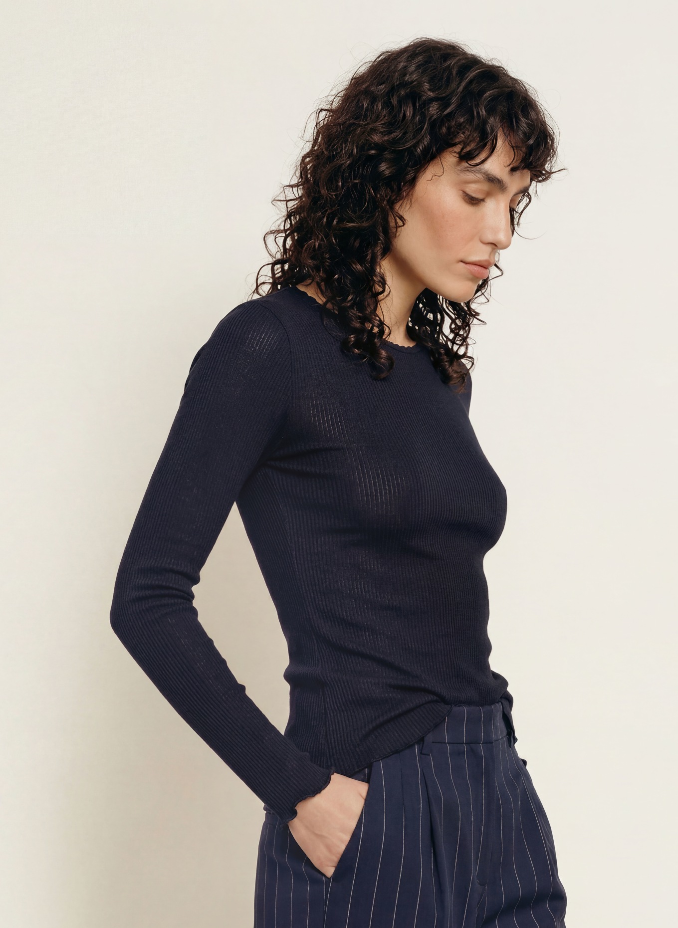 rosemunde Longsleeve: DUNKELBLAU