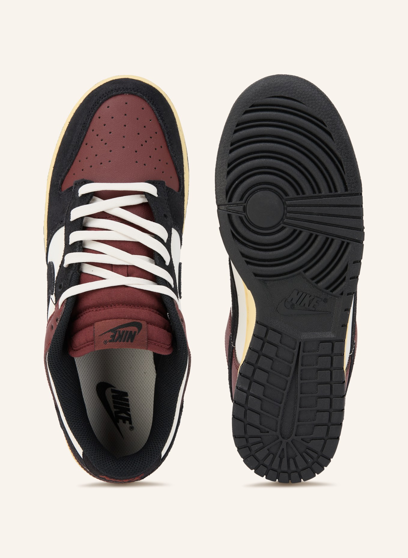 Nike DUNK LOW RETRO Sneakers: DARK RED / WHITE / BLACK