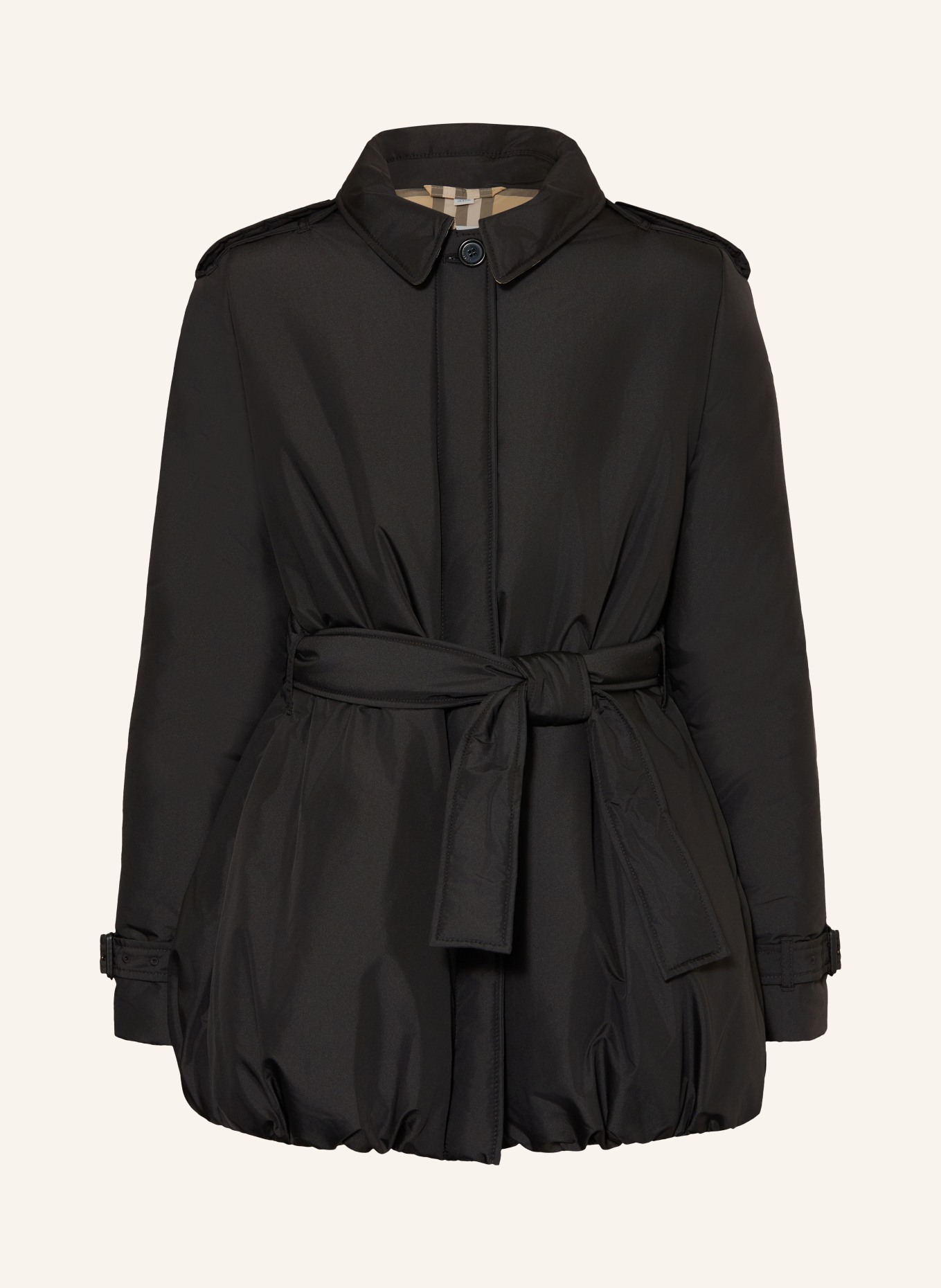 BURBERRY Coat: BLACK