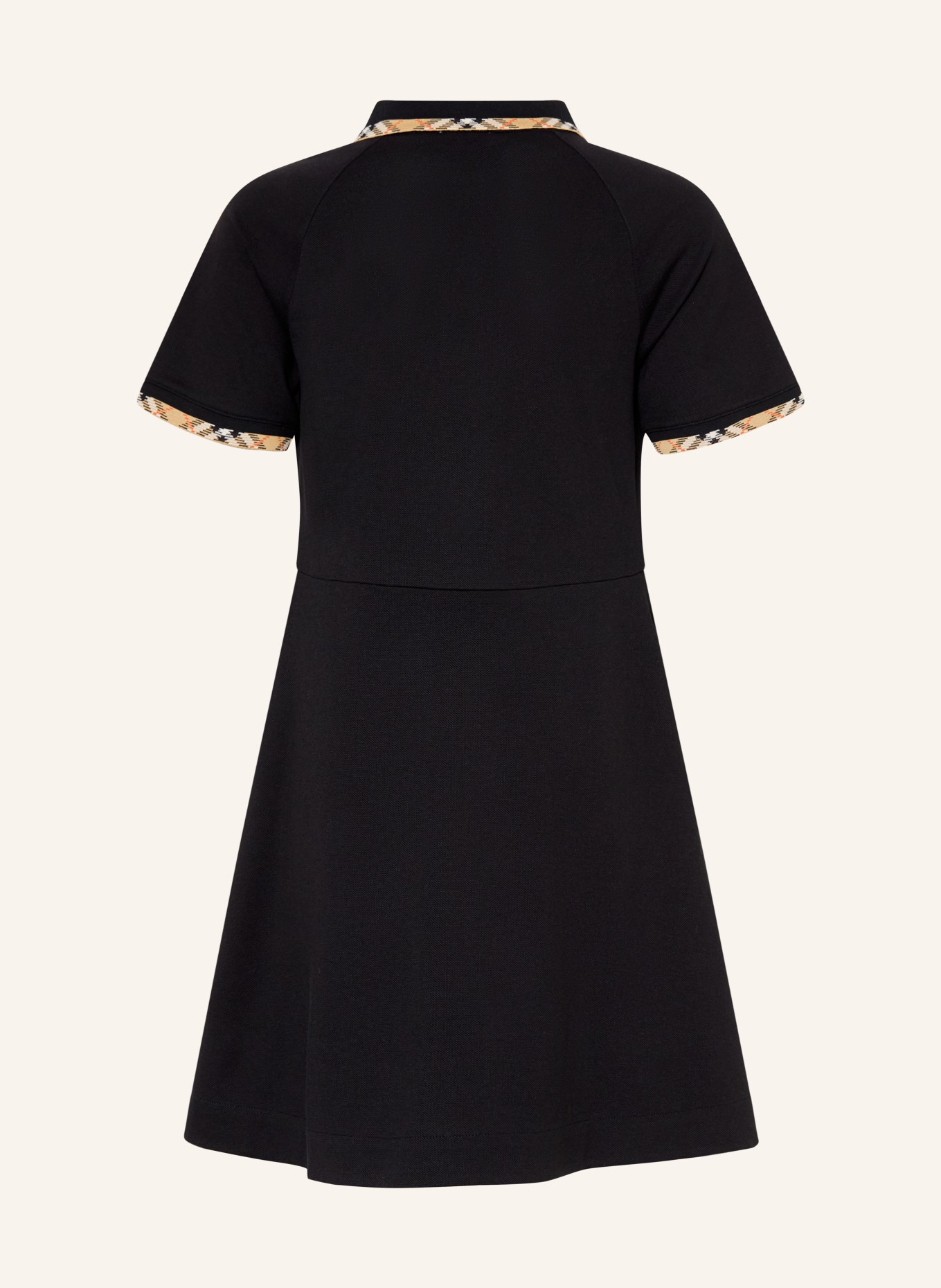 BURBERRY ROMOLA Piqué polo dress: BLACK / CAMEL / RED
