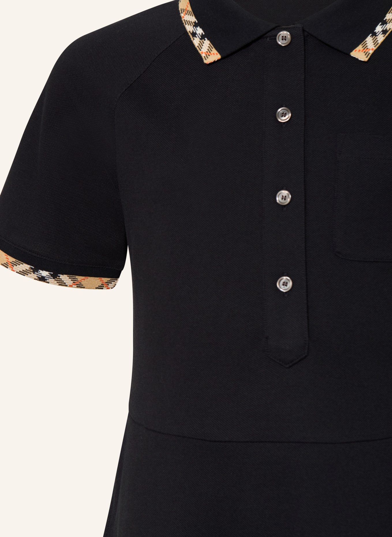 BURBERRY ROMOLA Piqué polo dress: BLACK / CAMEL / RED