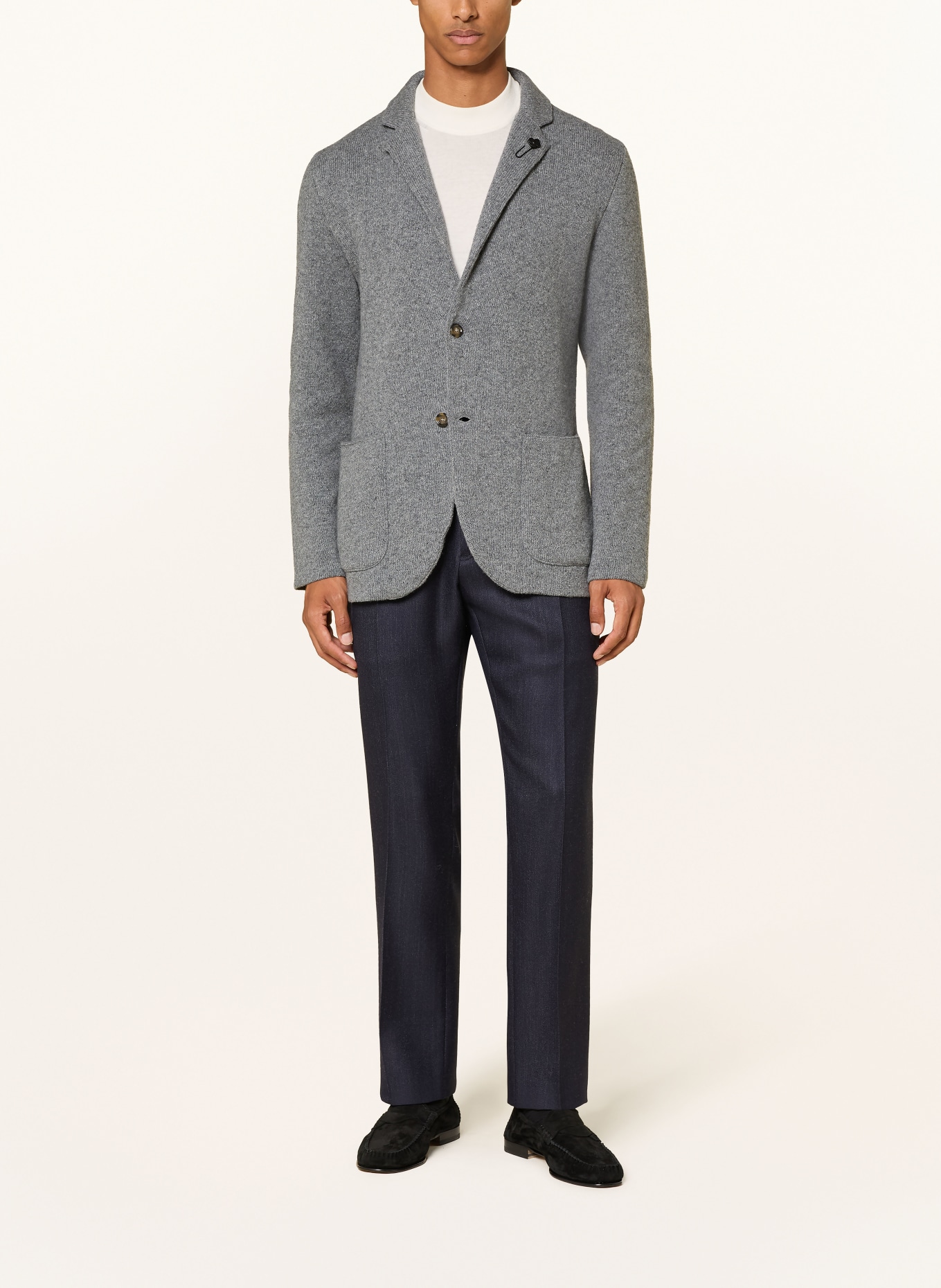 LARDINI Gebreid colbert, extra slim fit: GRIJS