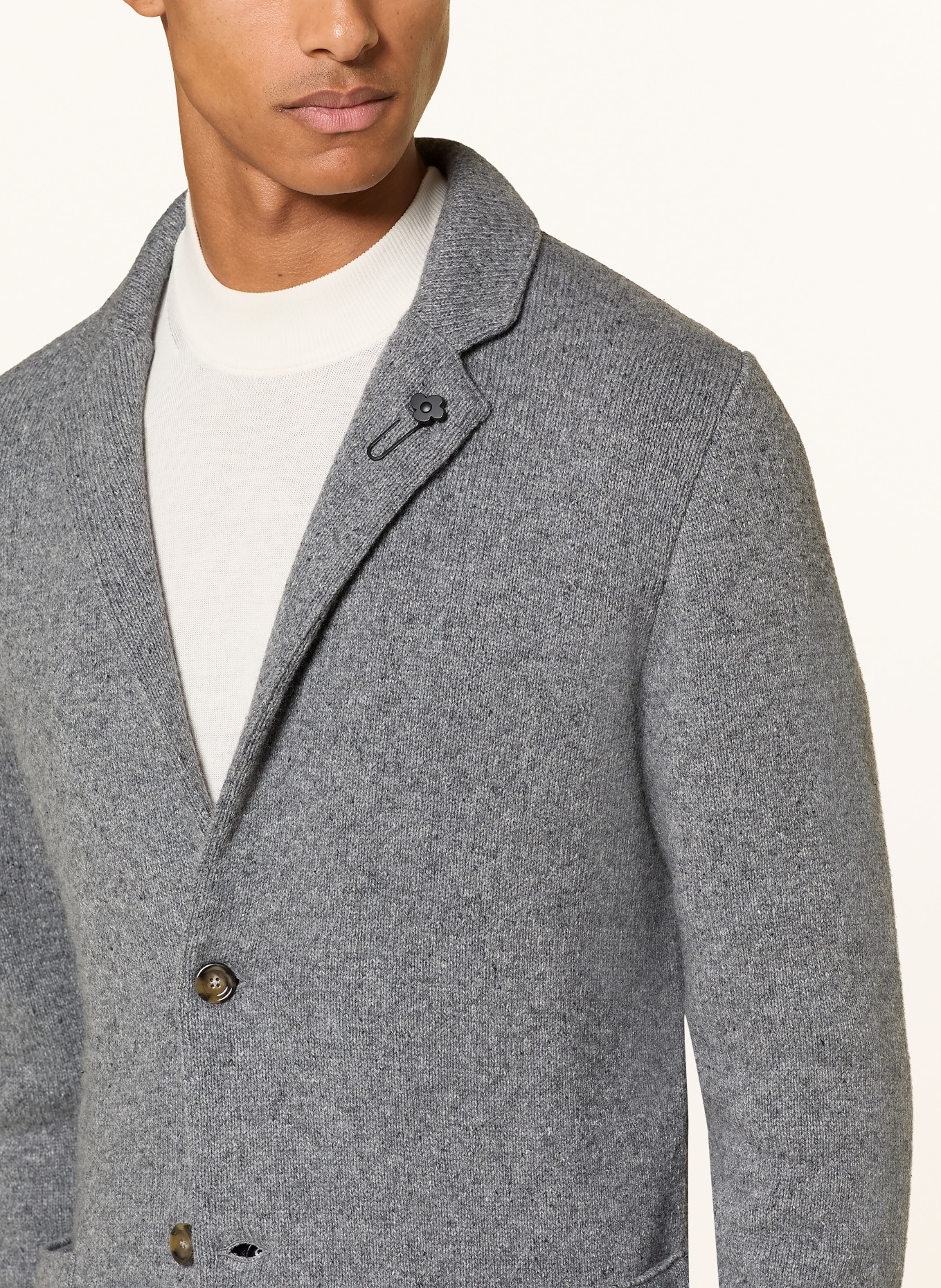 LARDINI Gebreid colbert, extra slim fit: GRIJS