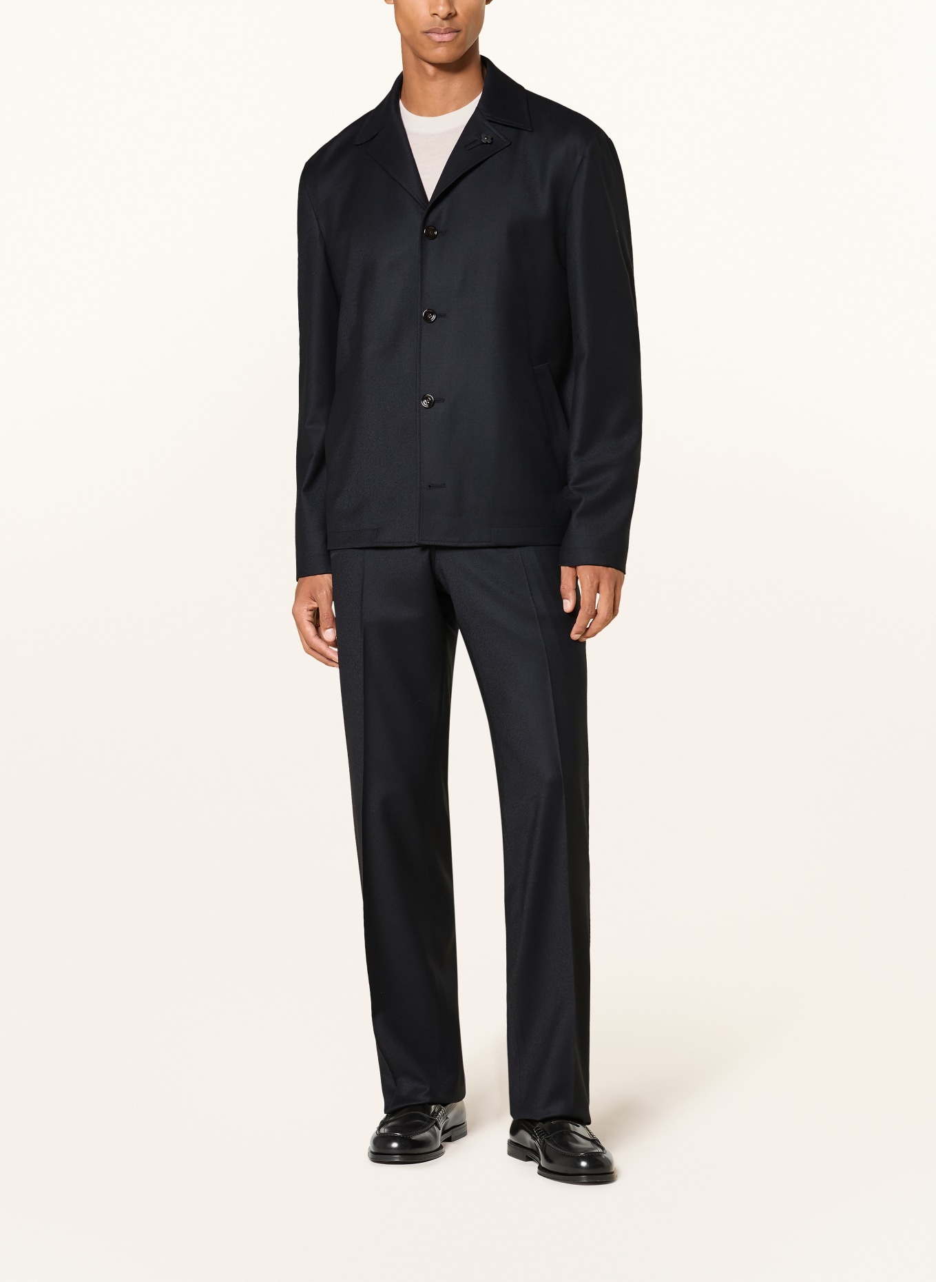 LARDINI Flanel overshirt: DARK BLUE