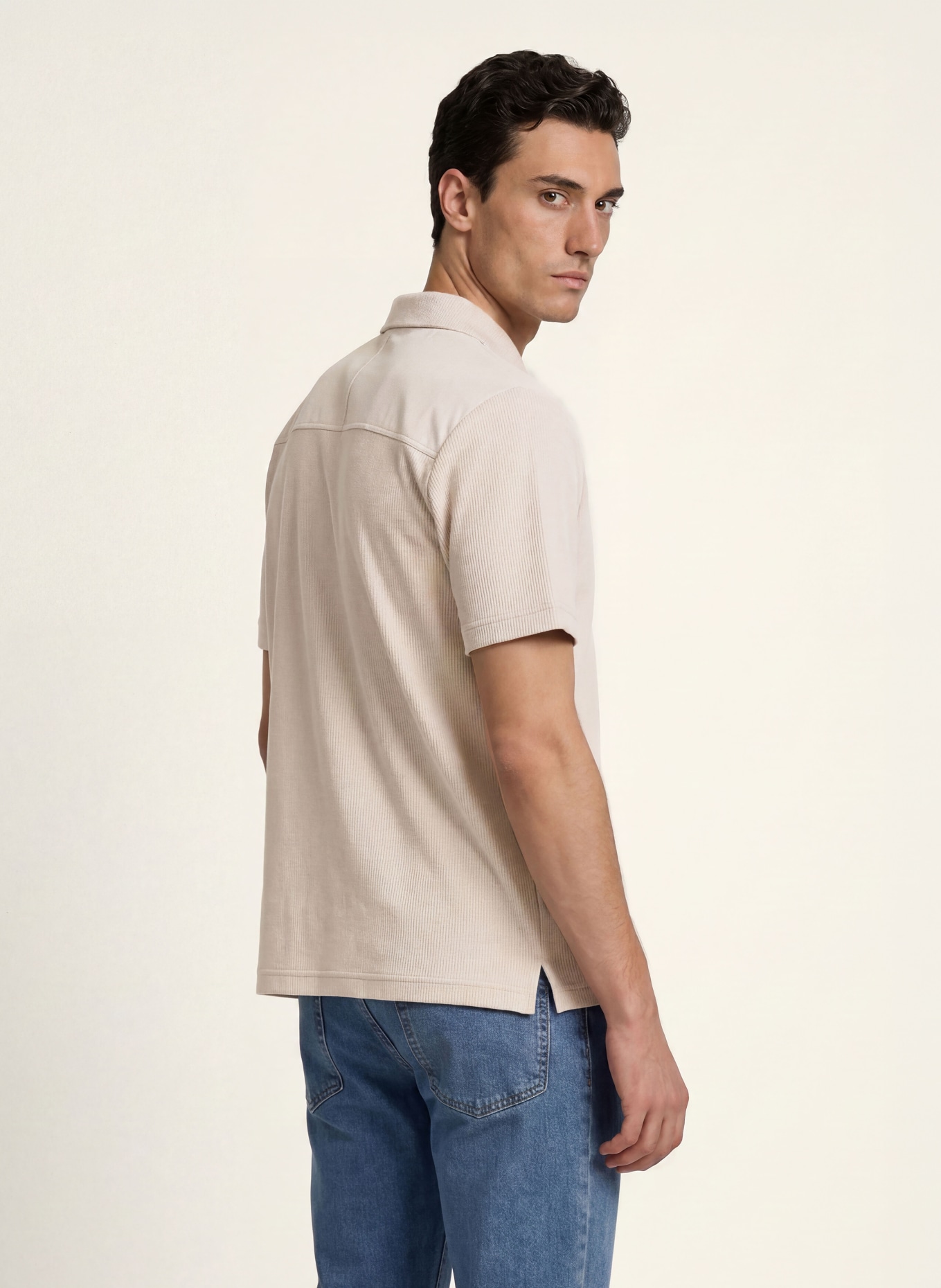 BOSS Tricou polo din jersey RIBNYLON: BEJ