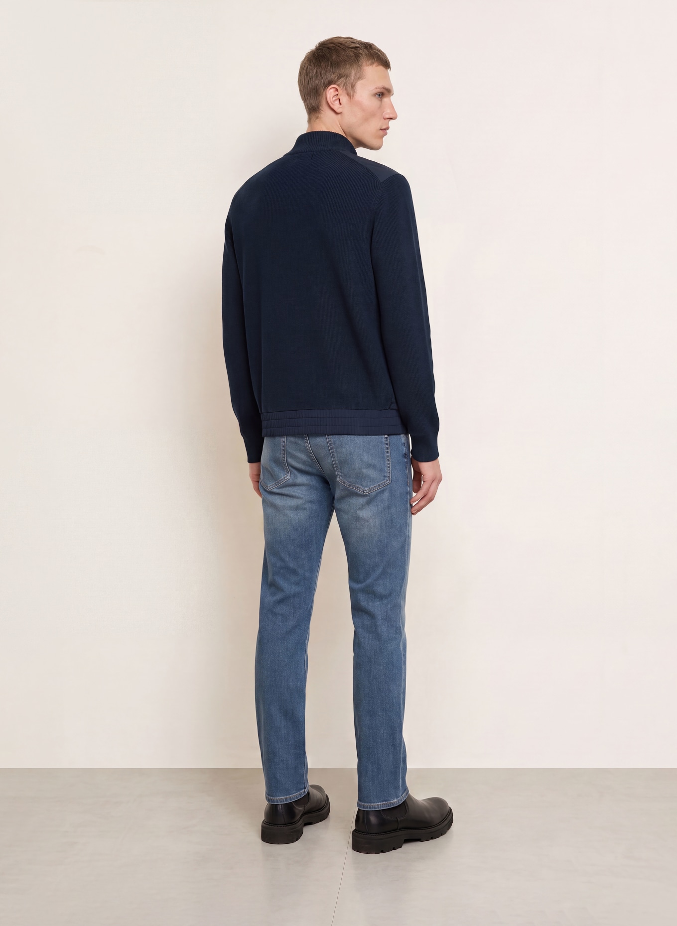 BOSS Blouson KOBELLO im Materialmix: DUNKELBLAU