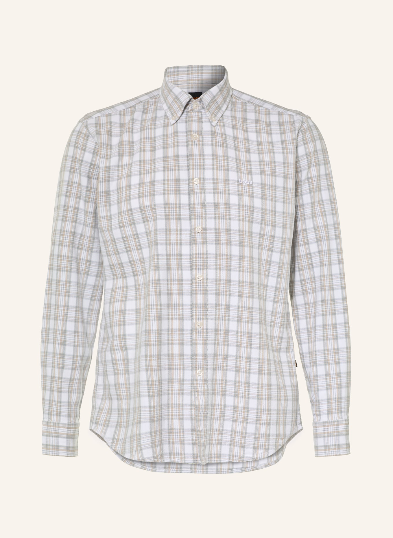 BOSS Hemd RICOPLUS Regular Fit: WEISS / BEIGE / GRAU