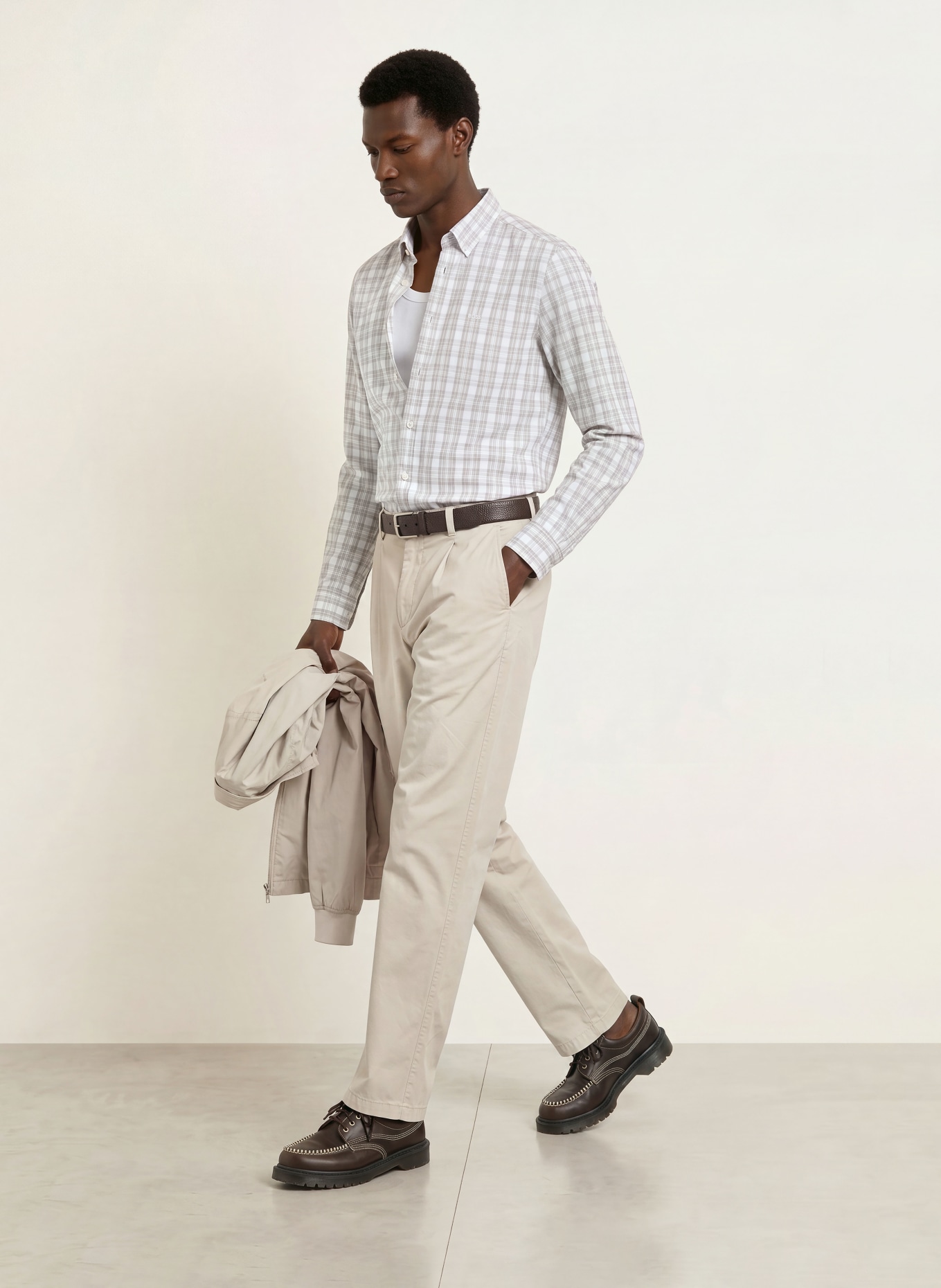 BOSS Hemd RICOPLUS Regular Fit: WEISS / BEIGE / GRAU