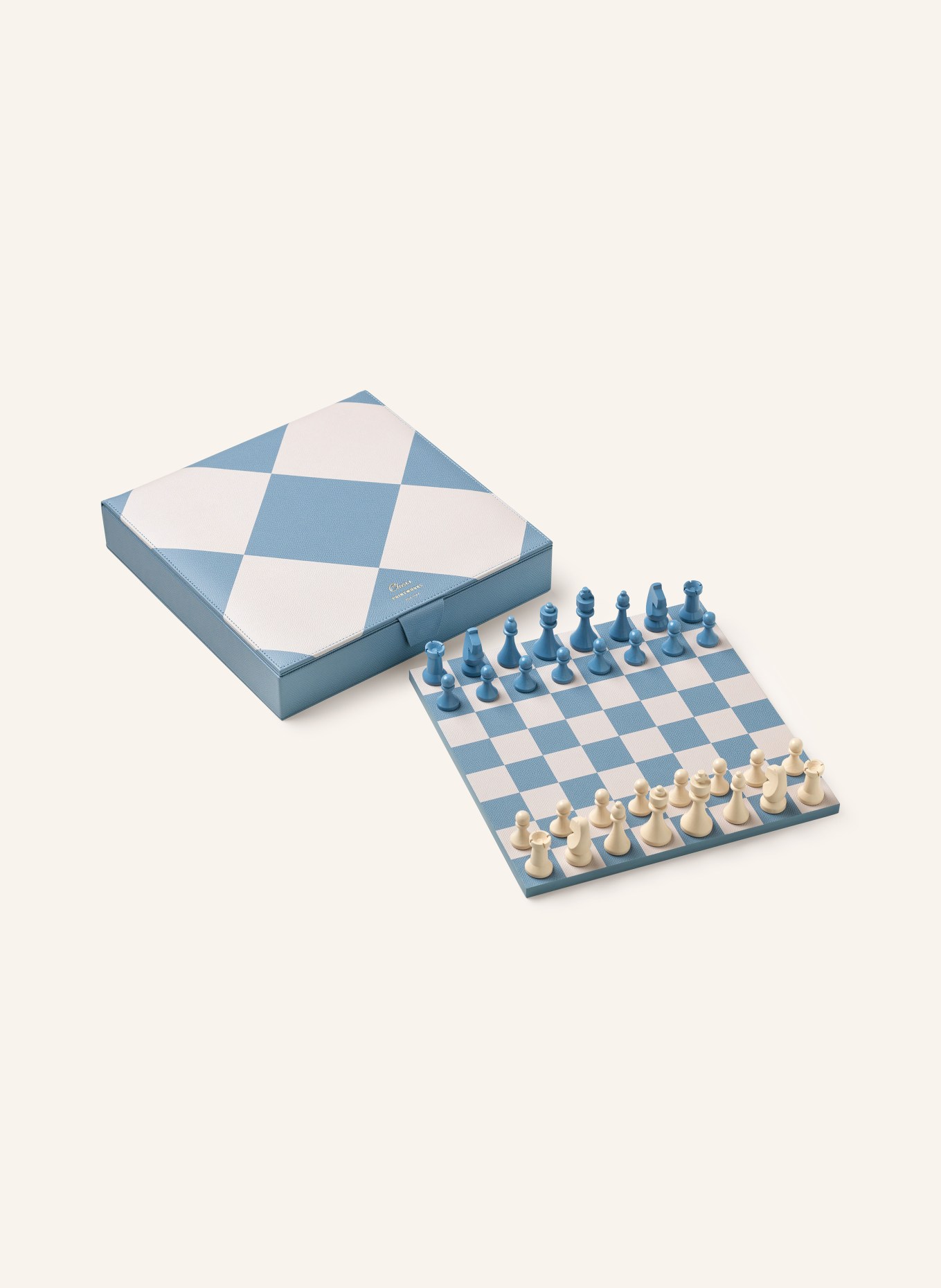 PRINTWORKS Schaakspel REVERRA CHESS: CRÈME / LICHTBLAUW