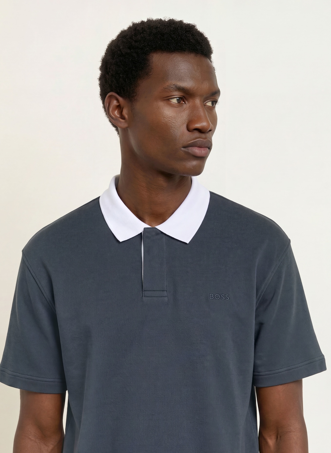 BOSS Poloshirt: DUNKELBLAU / WEISS