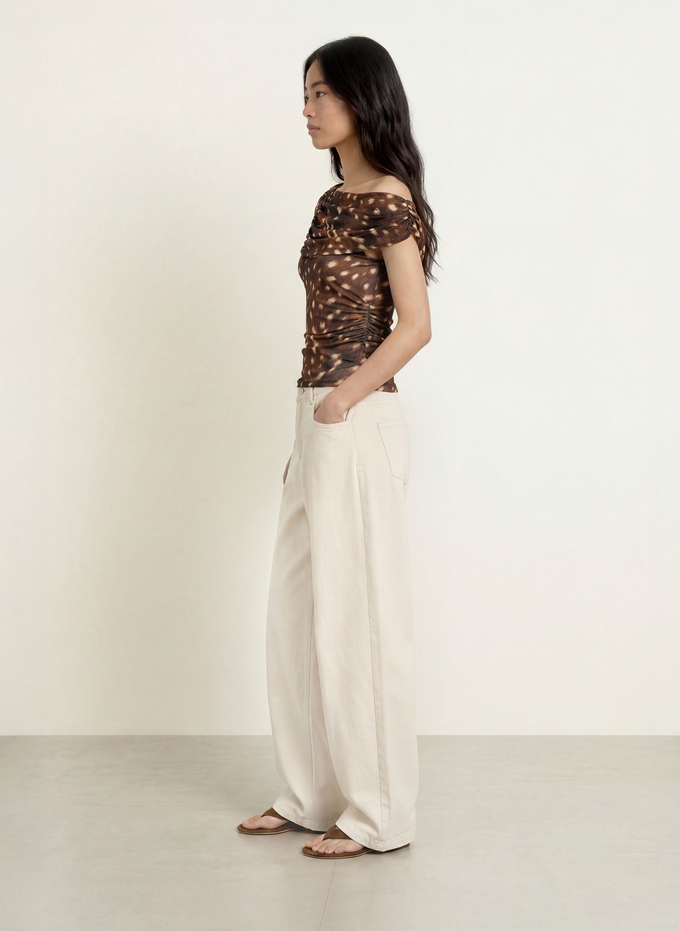 ESTHÉ Blouse: BROWN / BEIGE / BLACK