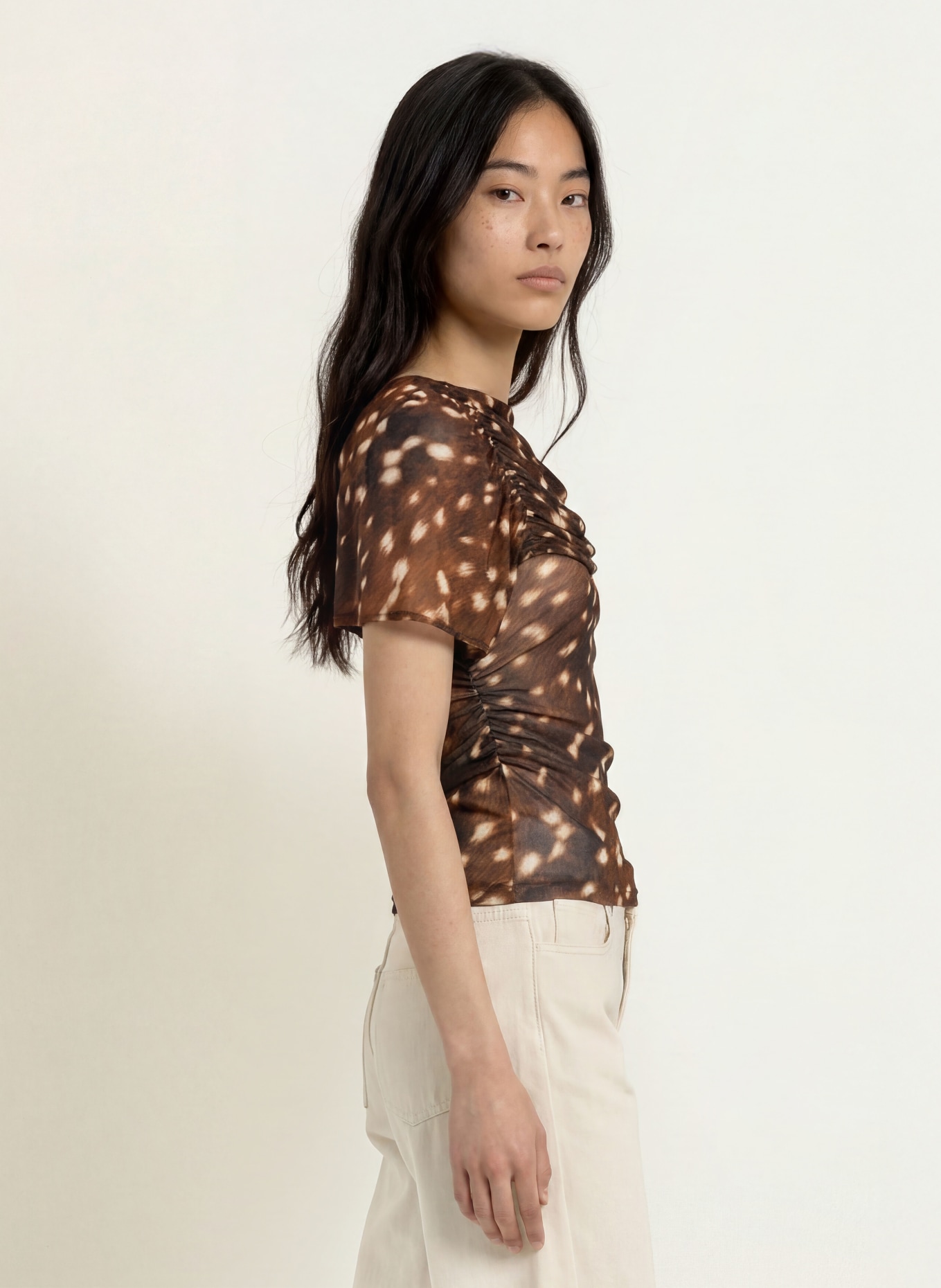 ESTHÉ Blouse: BROWN / BEIGE / BLACK