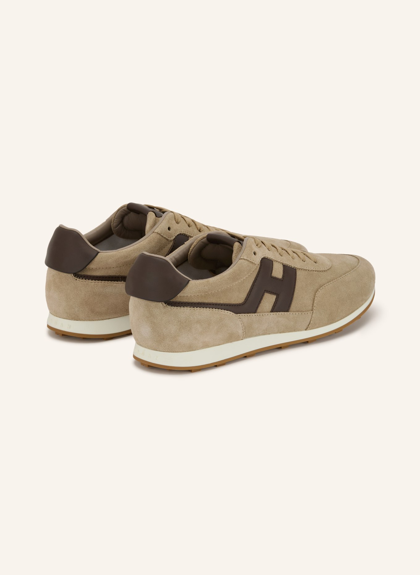 HOGAN Sneaker H699: BEIGE / MÖRKBRUN