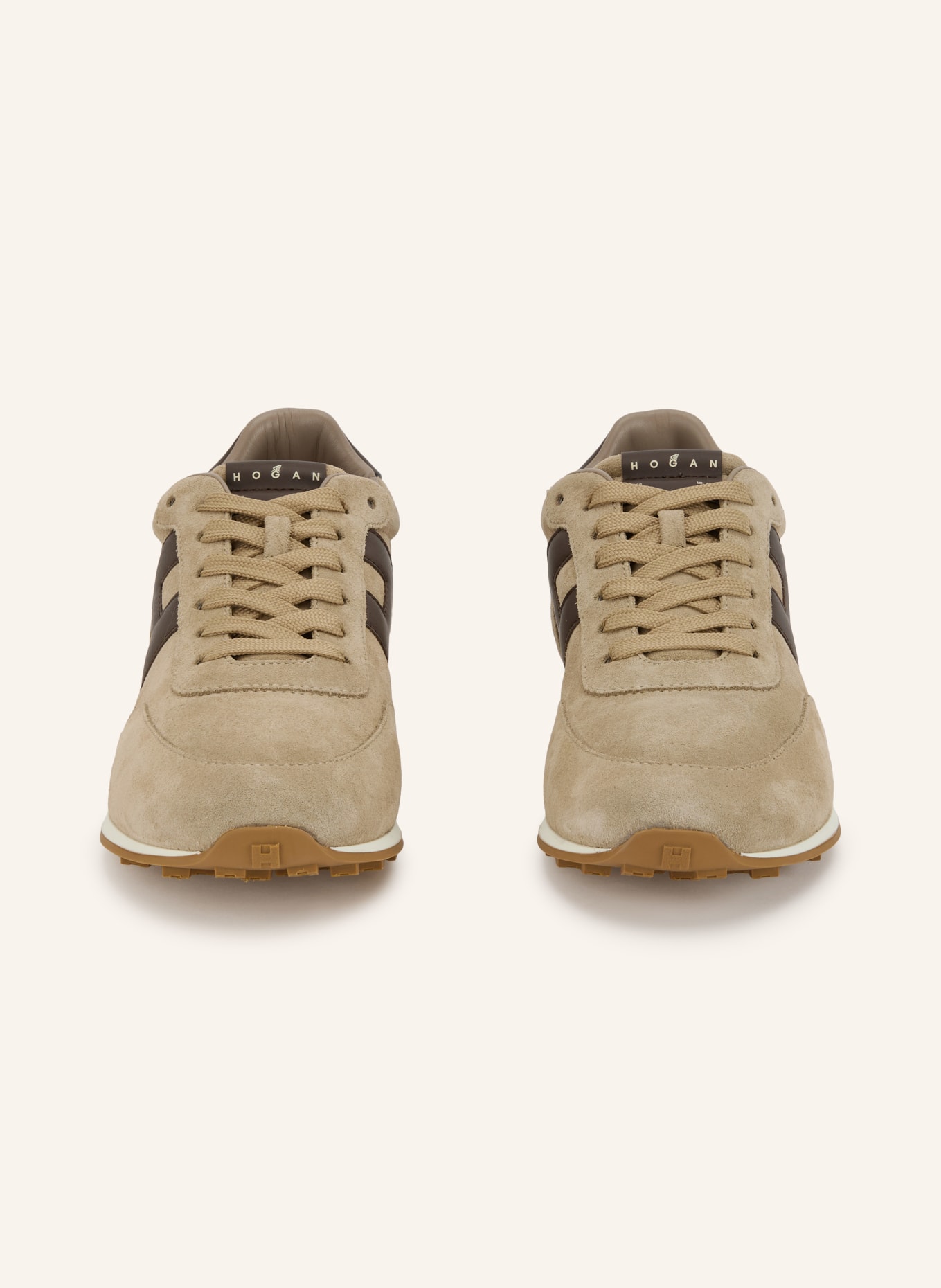 HOGAN Sneaker H699: BEIGE / MÖRKBRUN