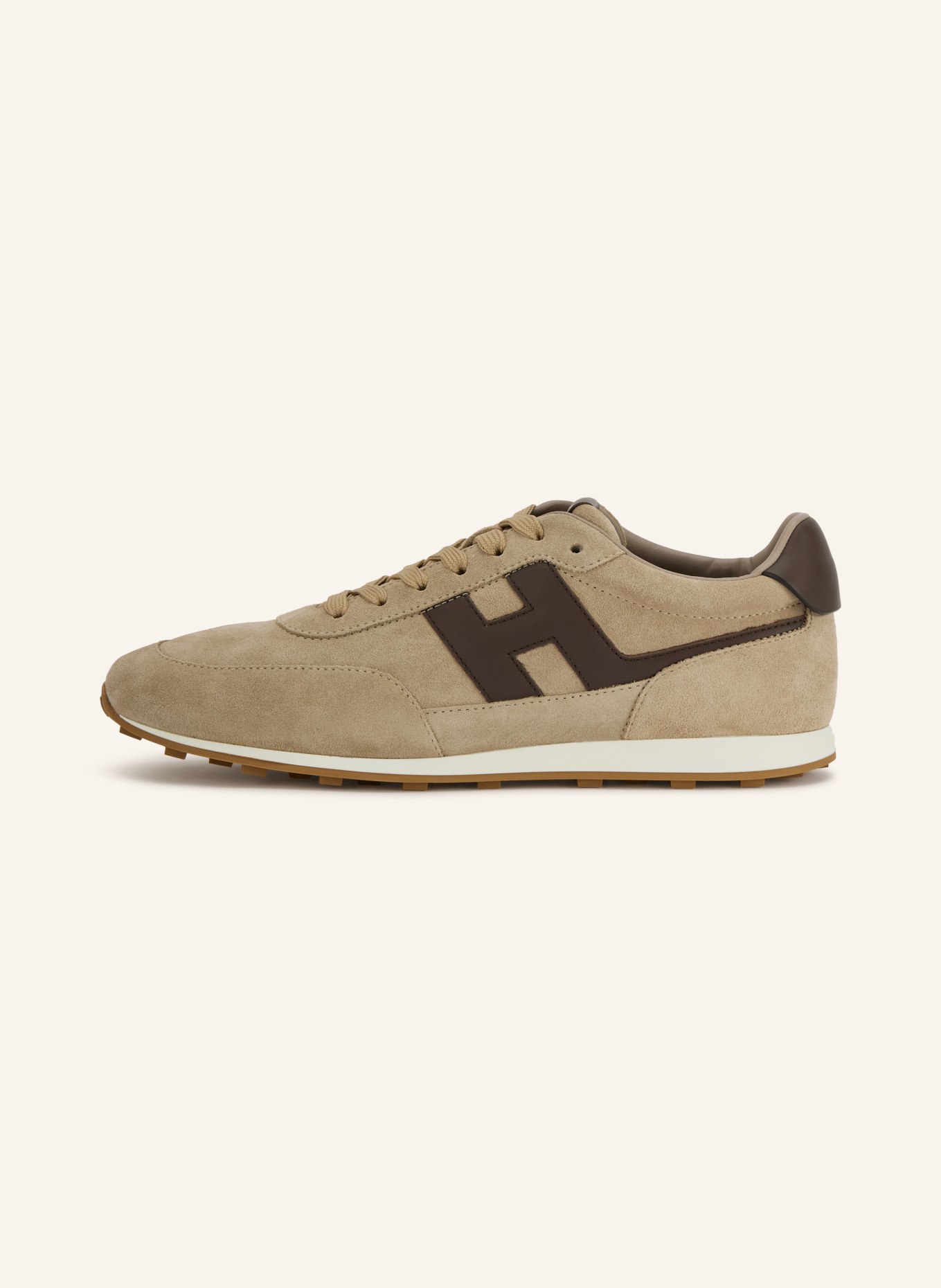 HOGAN Sneaker H699: BEIGE / MÖRKBRUN