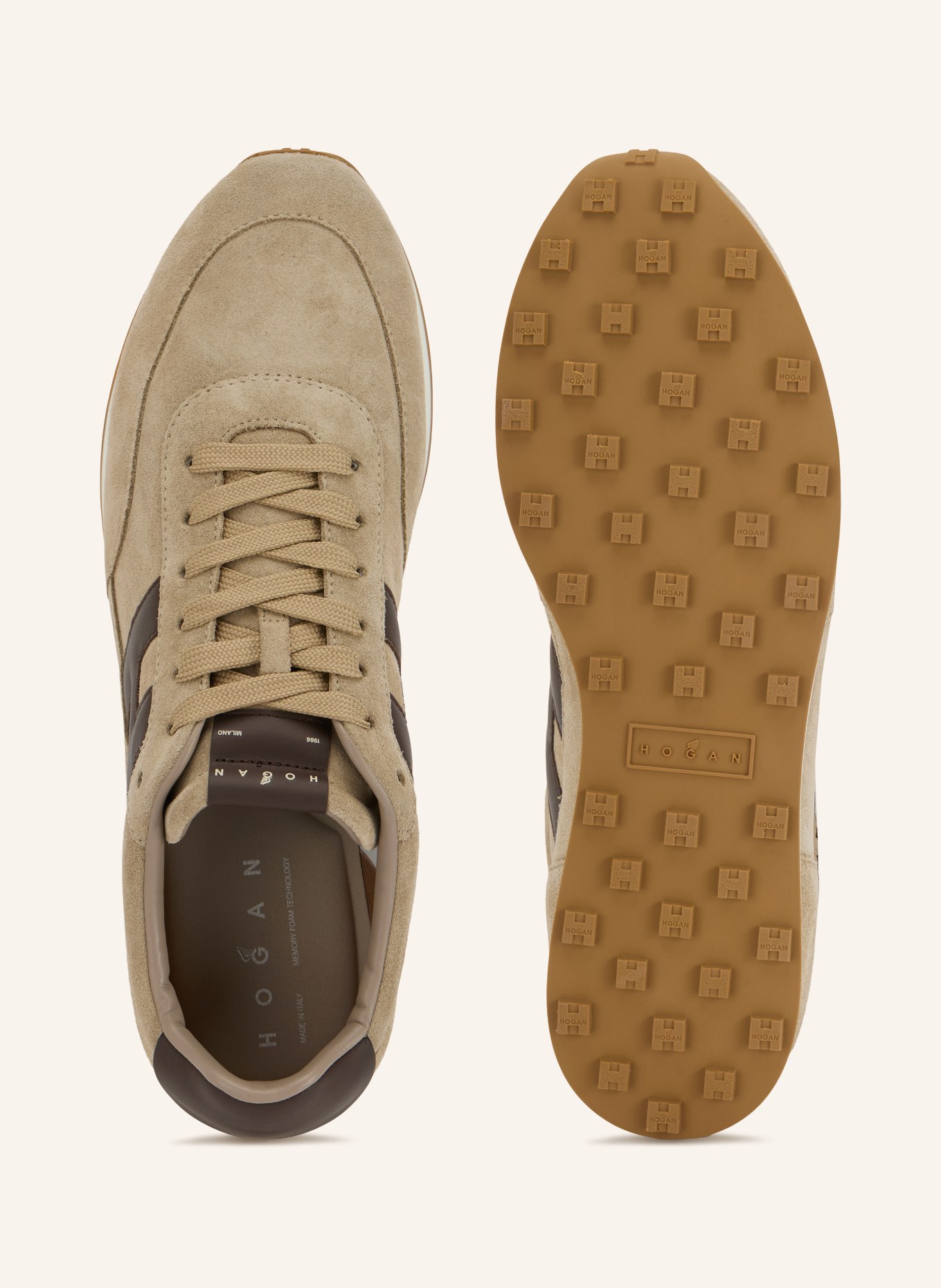 HOGAN Sneaker H699: BEIGE / MÖRKBRUN