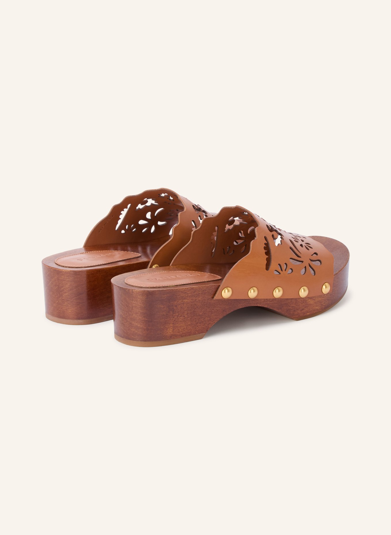 FARM RIO Clogs with studs and cutouts: BROWN / GOLD